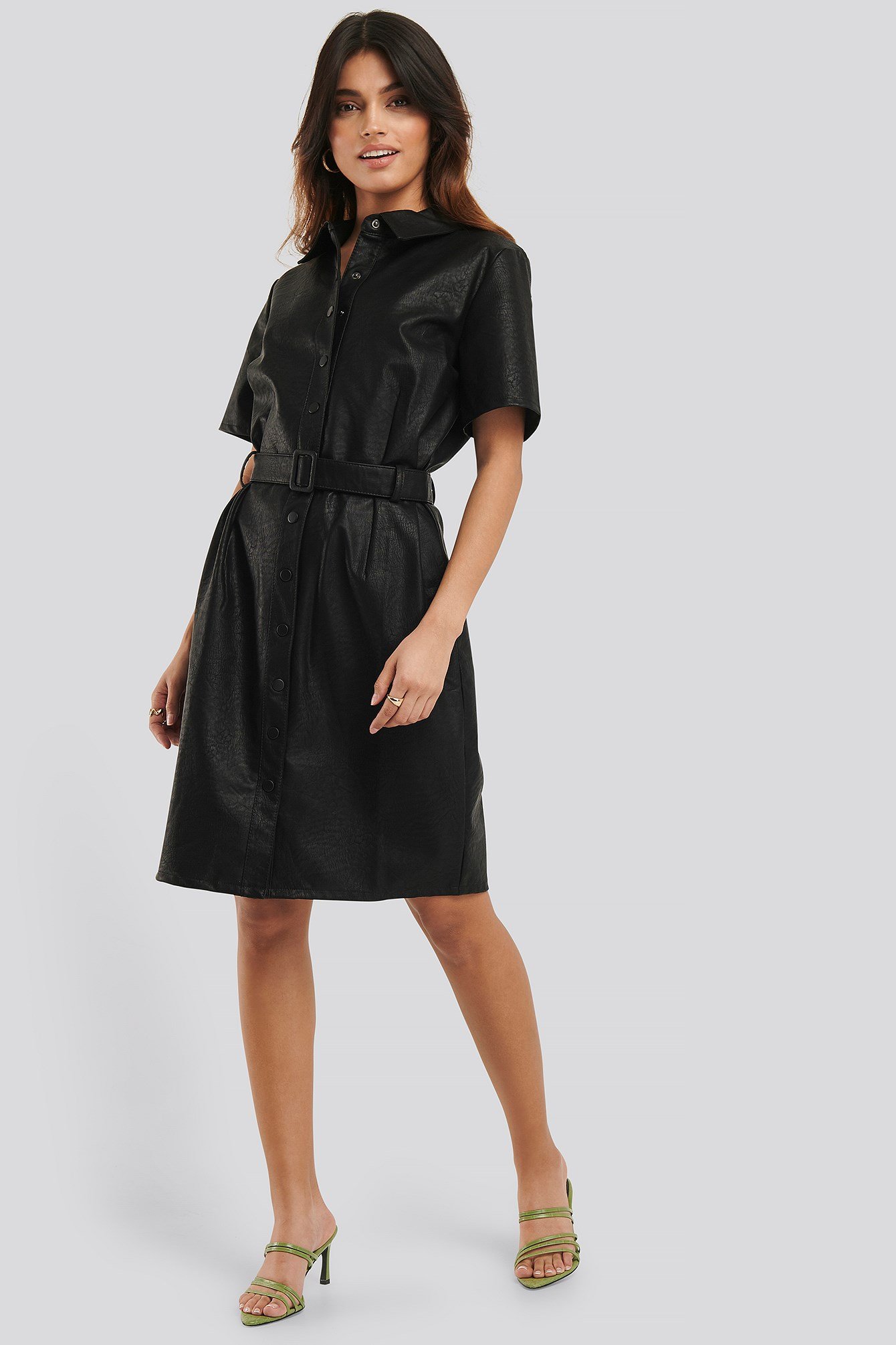 Belted PU Dress Outfit