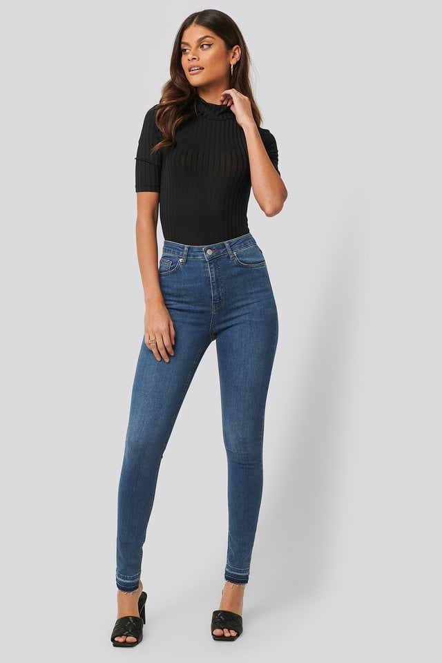 Skinny High Waist Open Hem Jeans Tall 