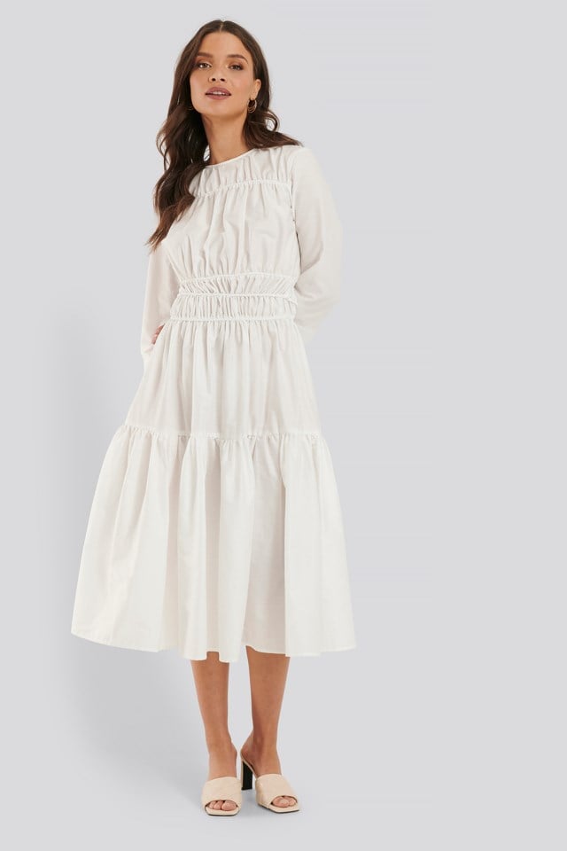 White Gerafftes Kleid