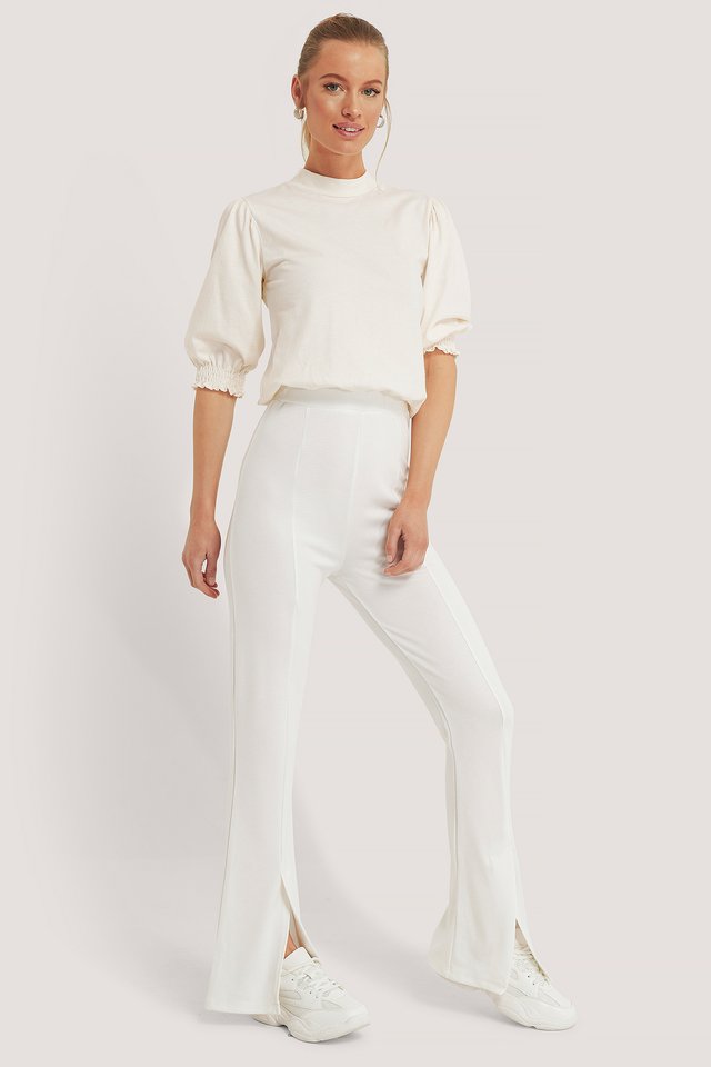 Front Split Trousers White Na Kd Com Front Split Trousers White Na Kd Com