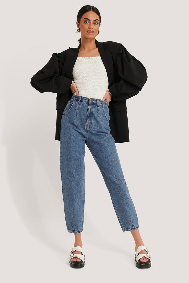 Long Sleeve Smocked Top White | na-kd.com