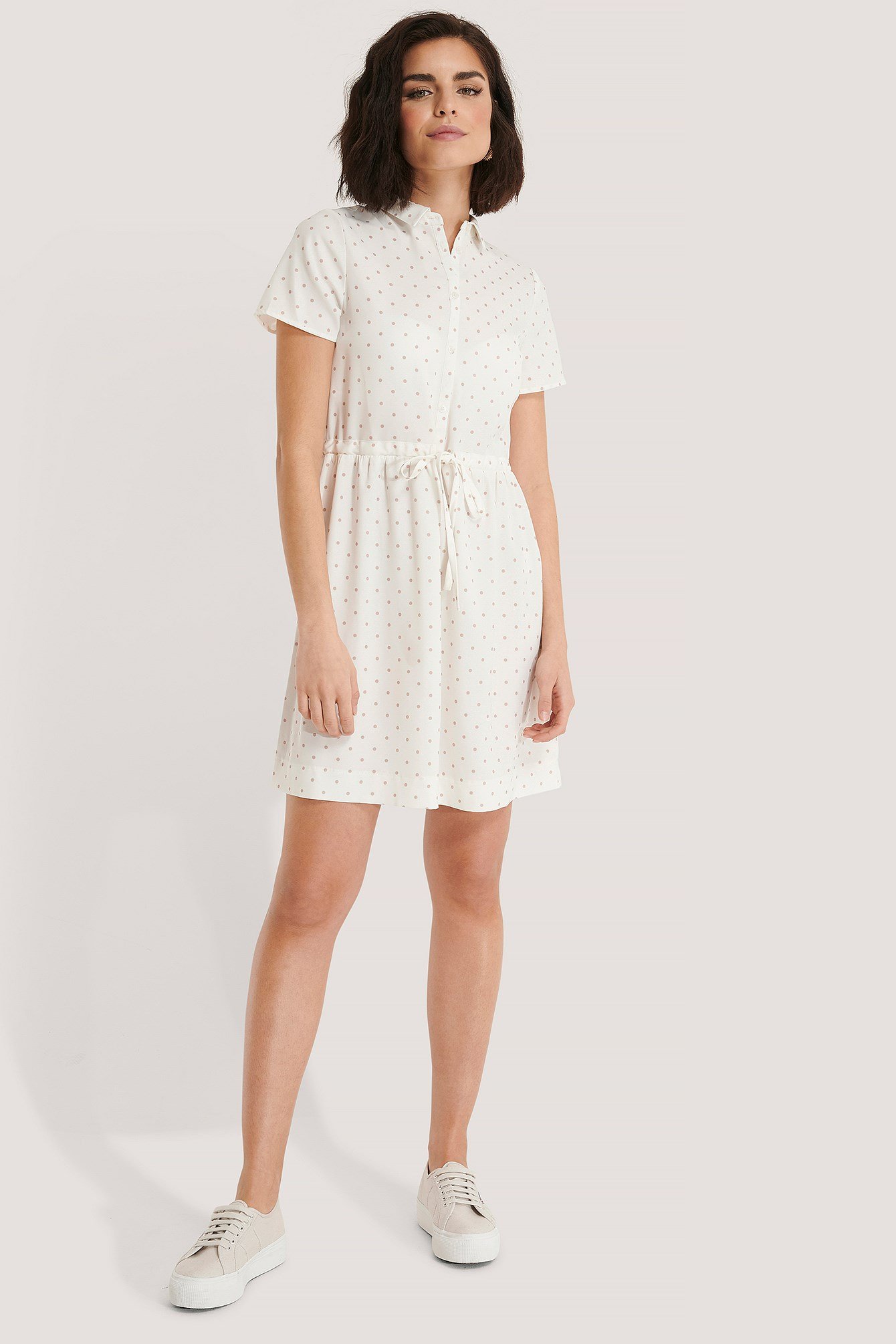 Black/White dots Dotted Collar Dress