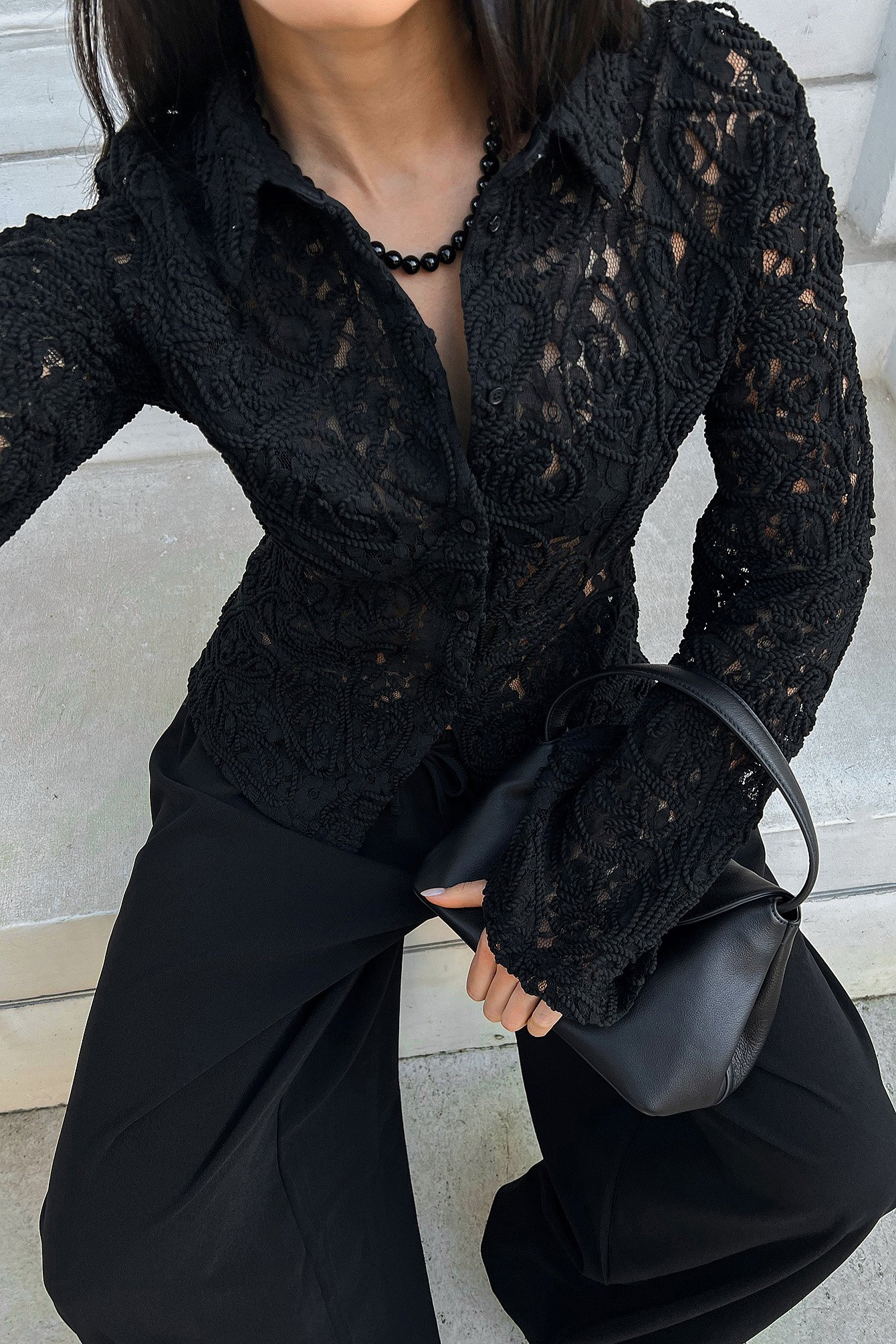 NA-KD Ketting met stenen parel - Sieraden - Zwart - One Size - NA-KD / NAKD