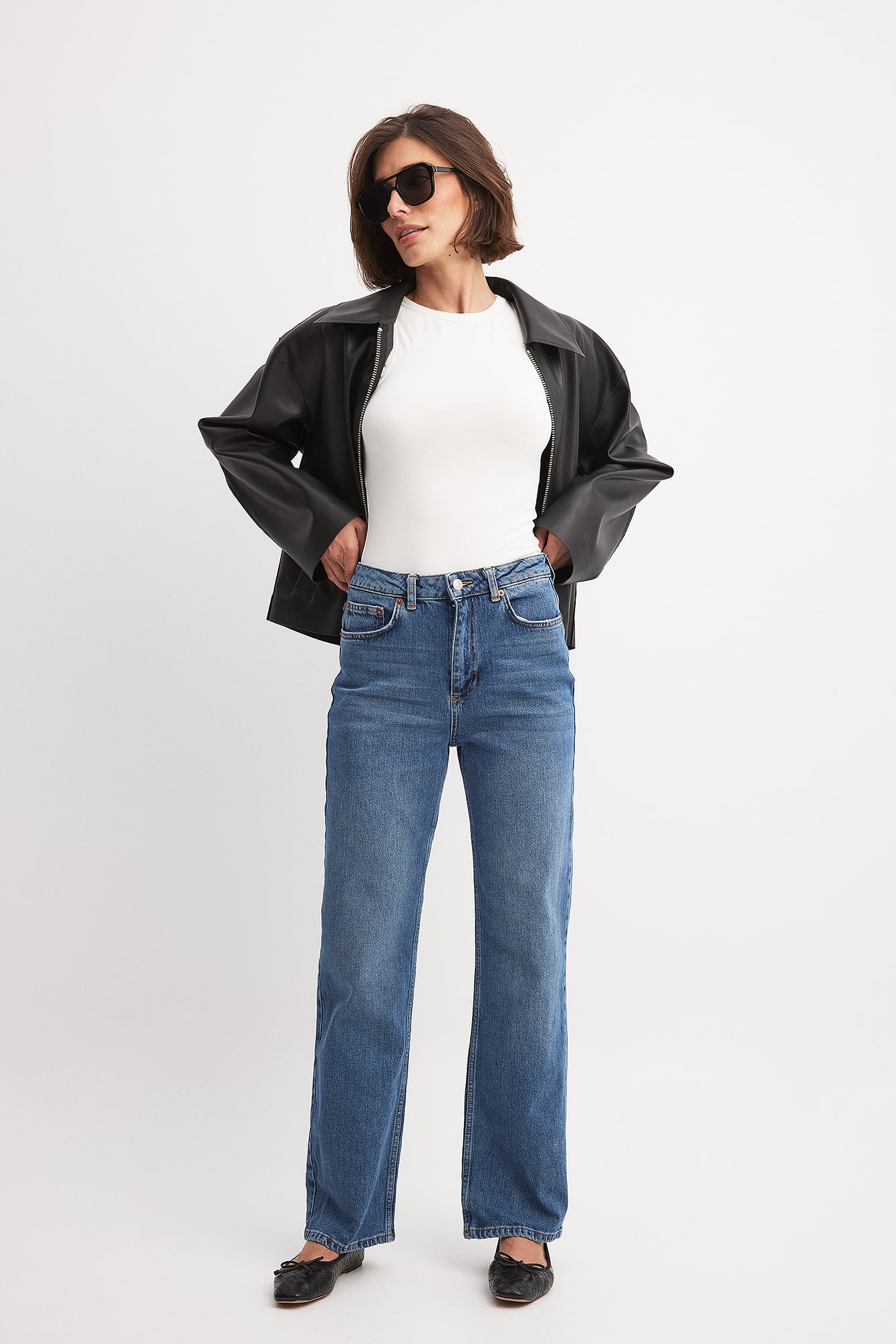 Straight High Waist Jeans Offwhite