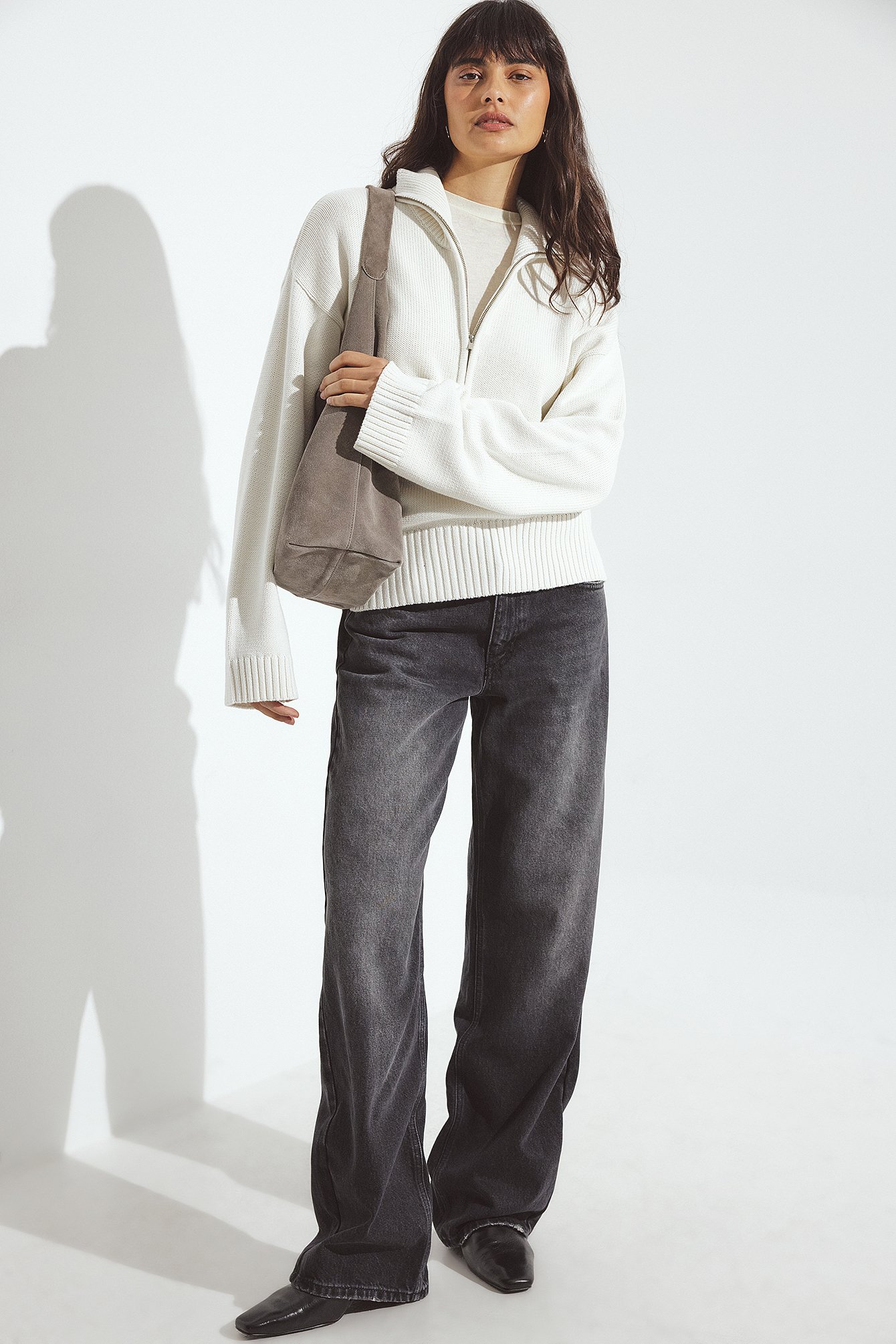 NA-KD Raka jeans med medelhög midja - Mid waist jeans - Grå - EU 36 - NA-KD / NAKD