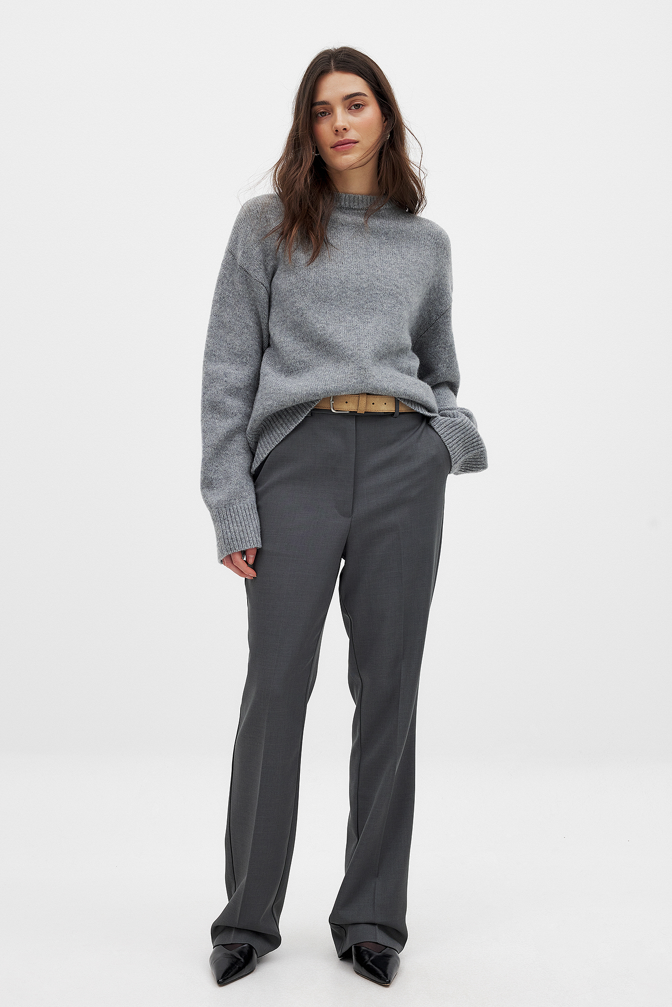 Rechte kostuumbroek - Business broek dames - Grijs - EU 32 - NA-KD / NAKD