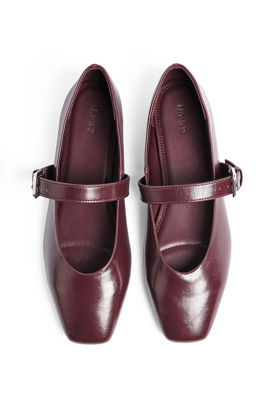 Burgundy Strap Detail Ballerinas