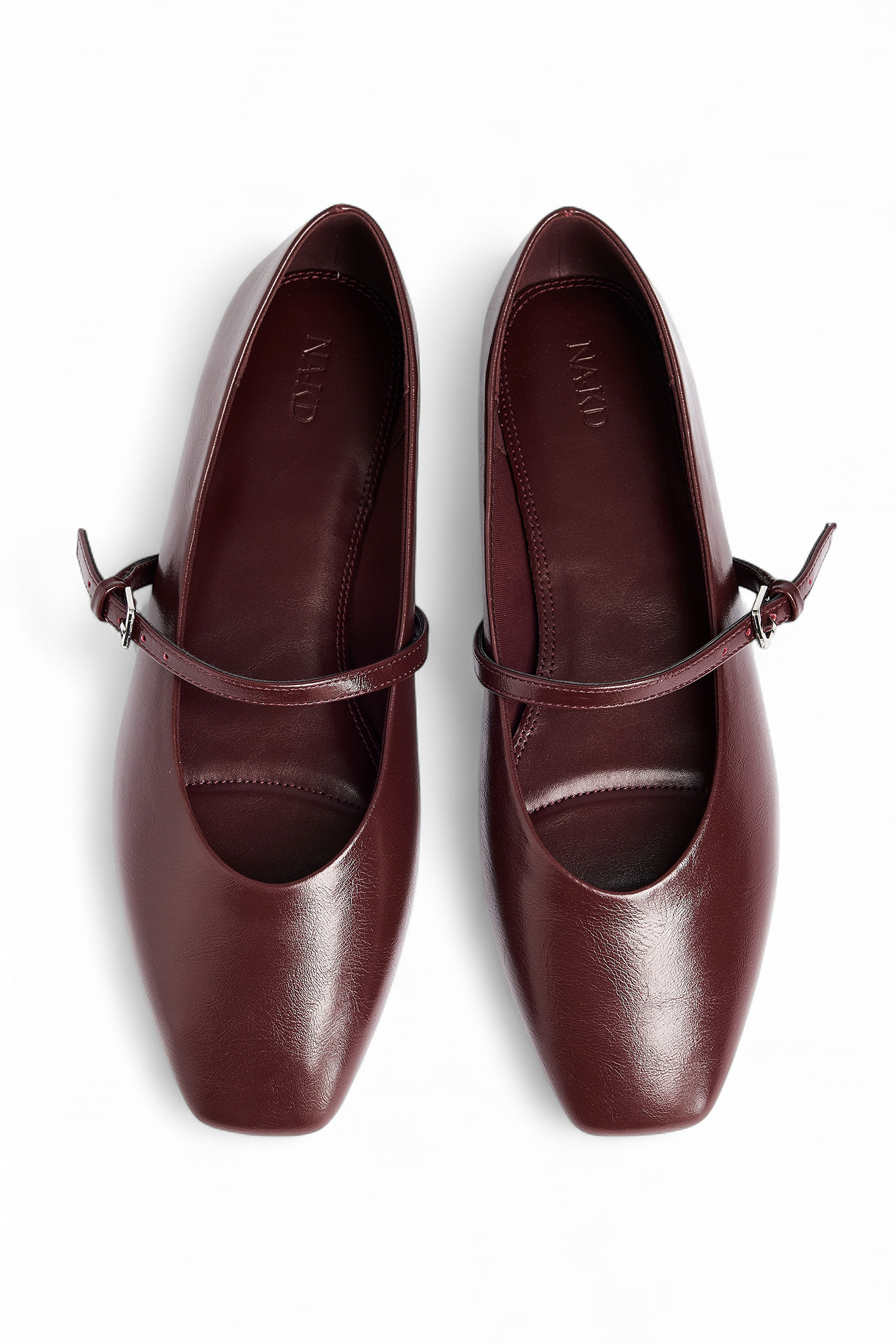 Burgundy Strap Detail Ballerinas