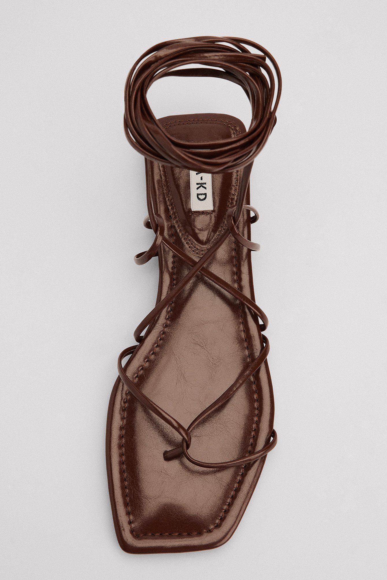 Chocolate Brown Strappy Calf Flats