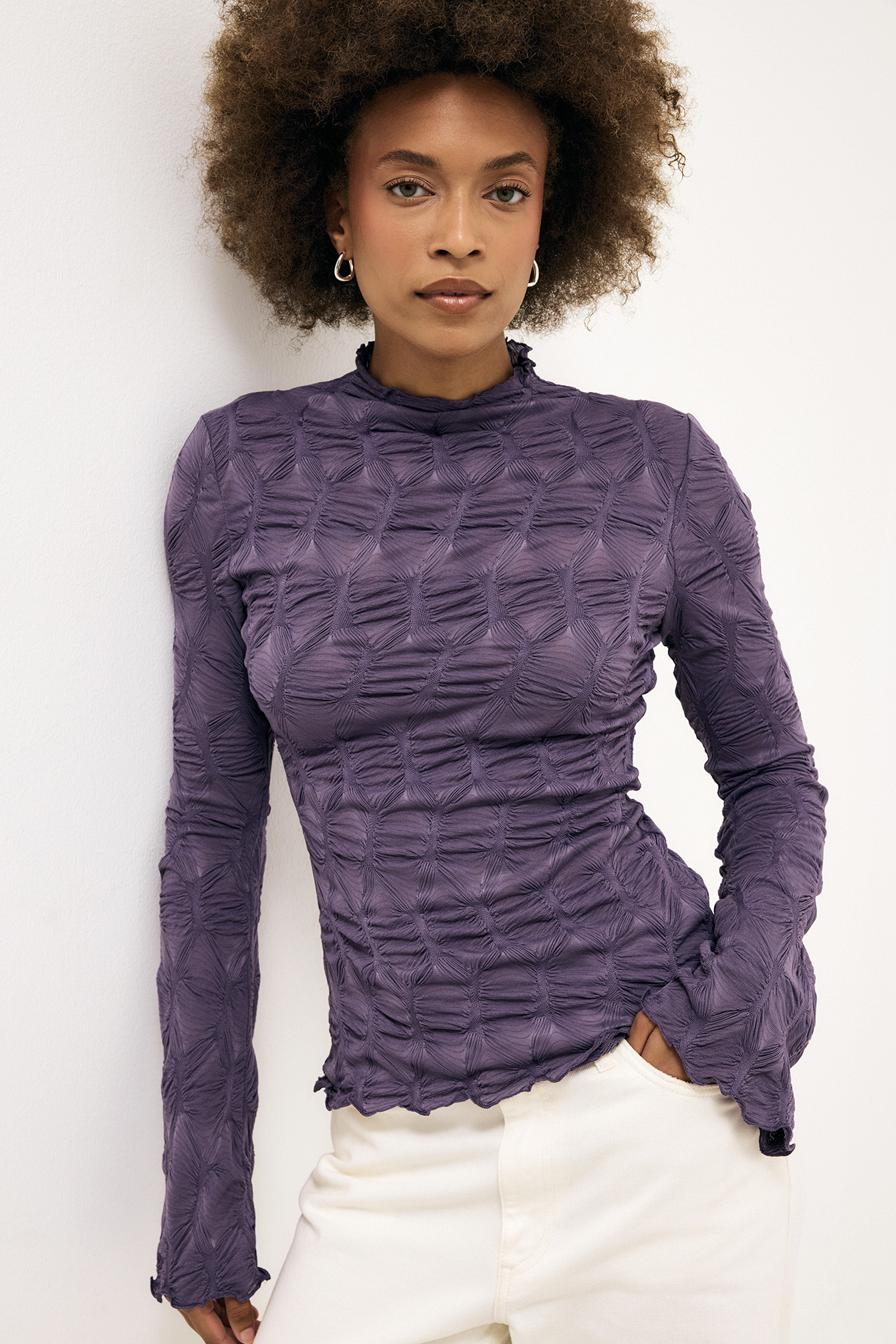 Forbidden Kn0wledge long sleeve tops 新品 Structured Long Sleeve Top Purple | NA-KD