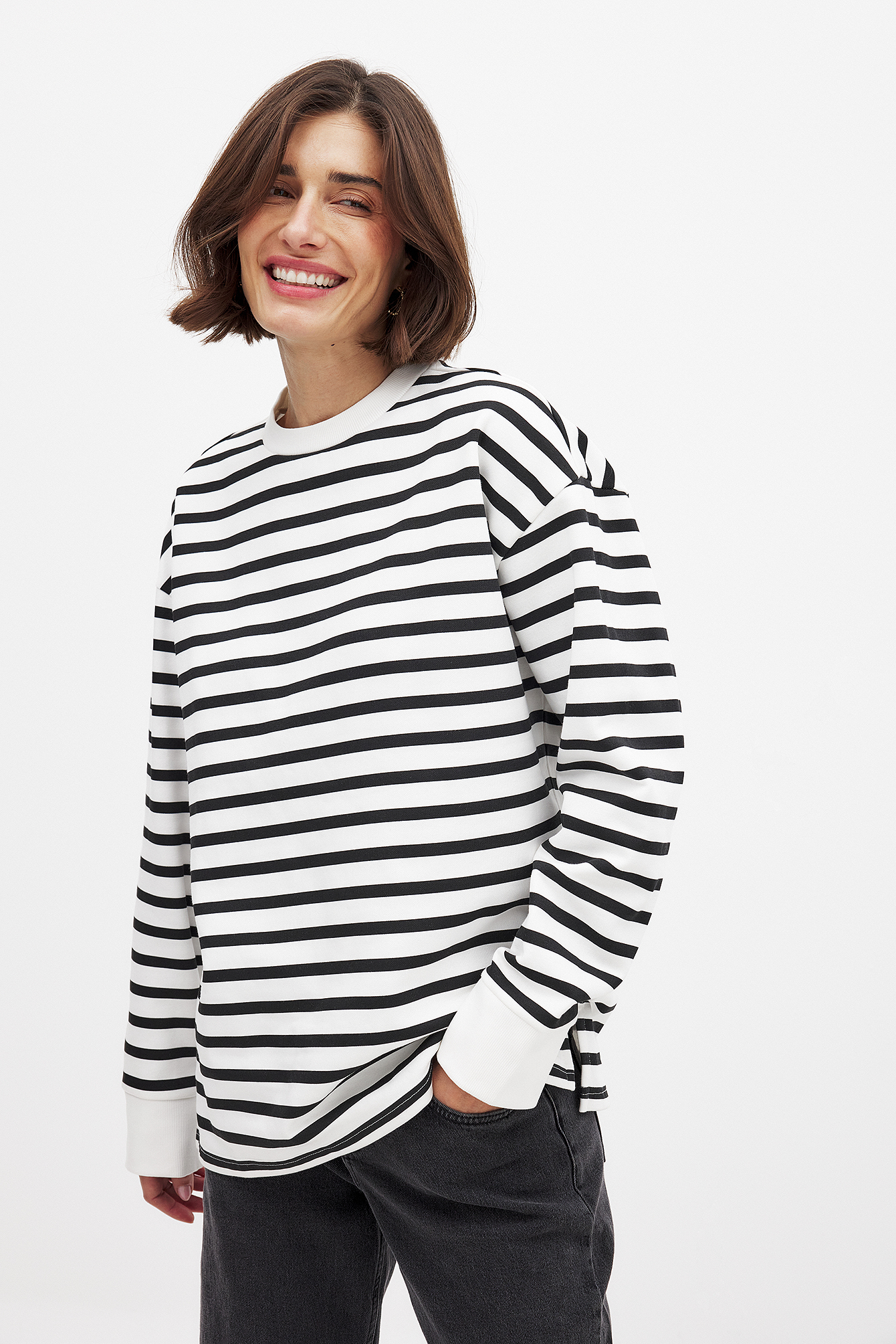 NA-KD - Oversized genser med striper - Sweatshirts - Stripe - XS (EU 32) - NA-KD / NAKD