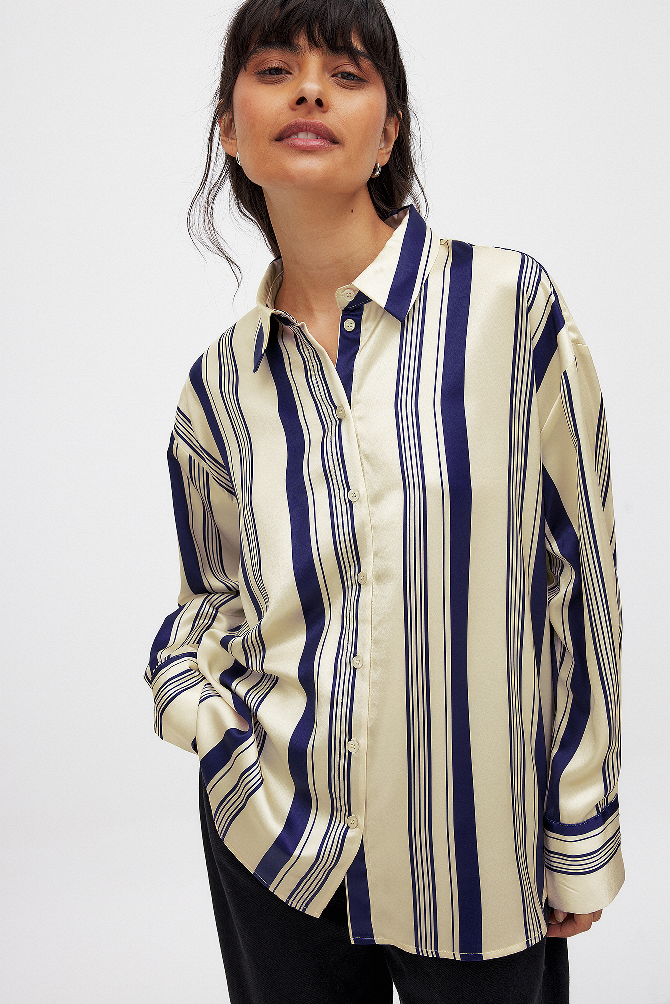 NA-KD Striped Satin Shirt - Shirts - Stripe - EU 32 - NA-KD / NAKD