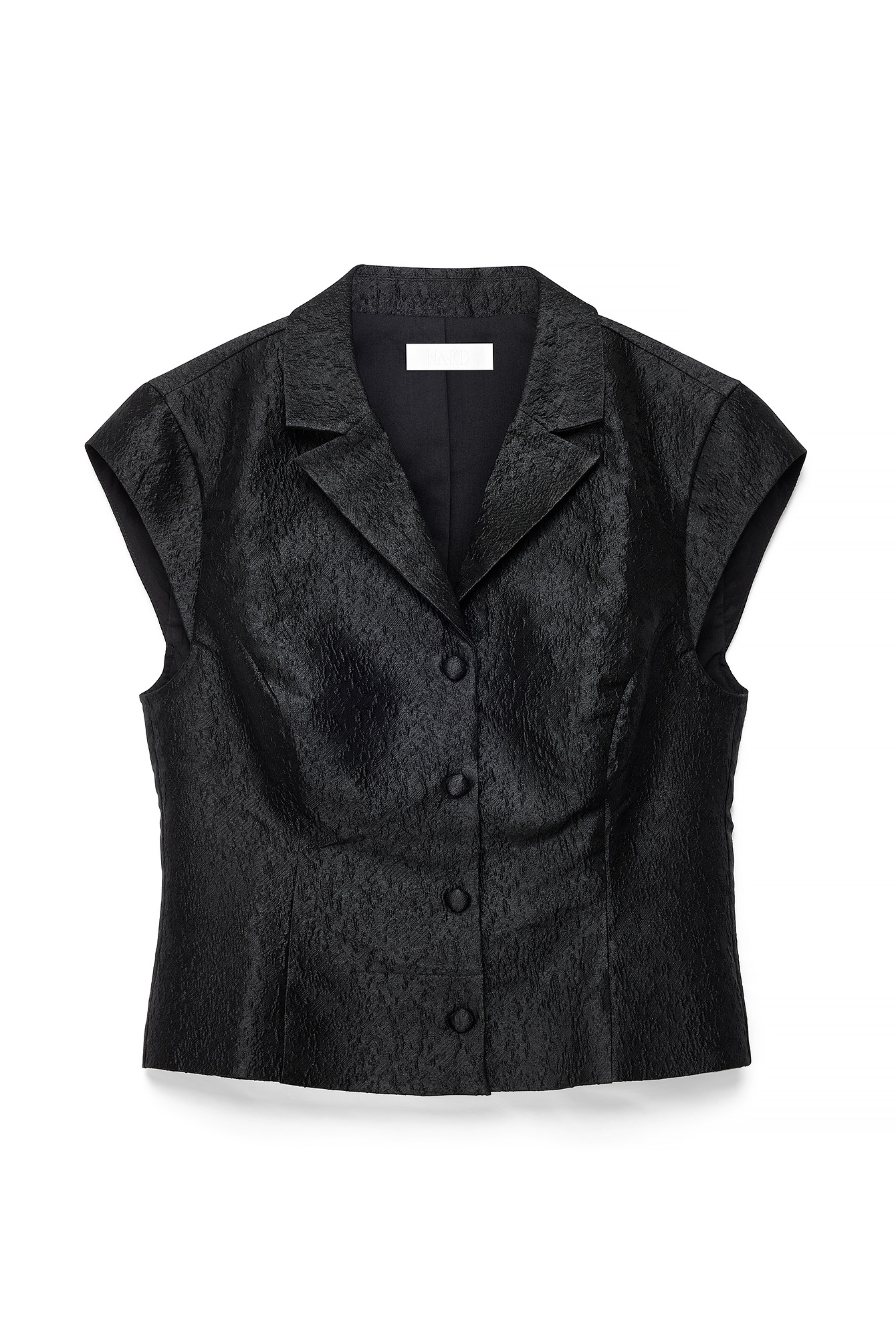 Black Structure Button Detail Blazer Top