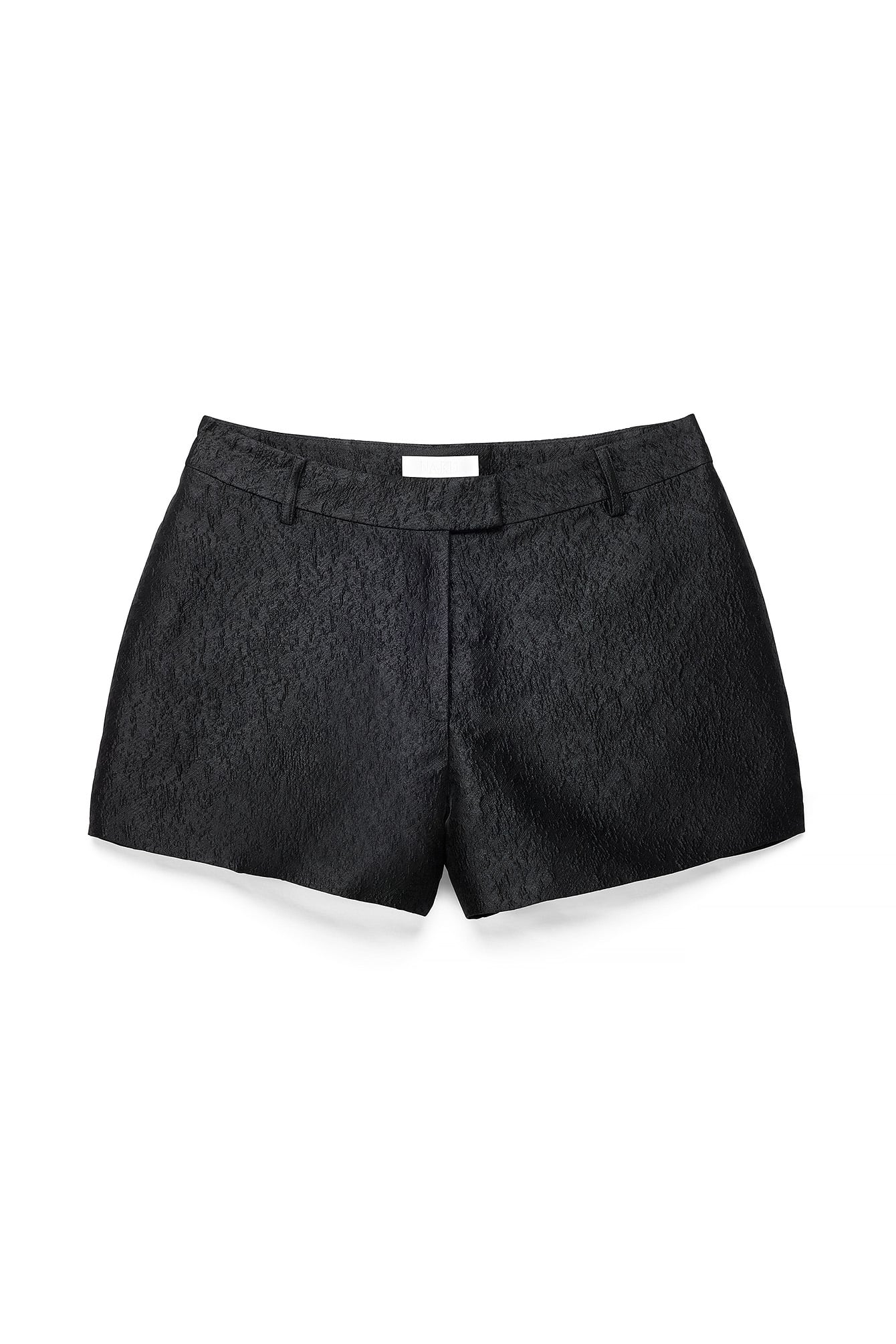 Black Structure Detail Mid Waist Shorts