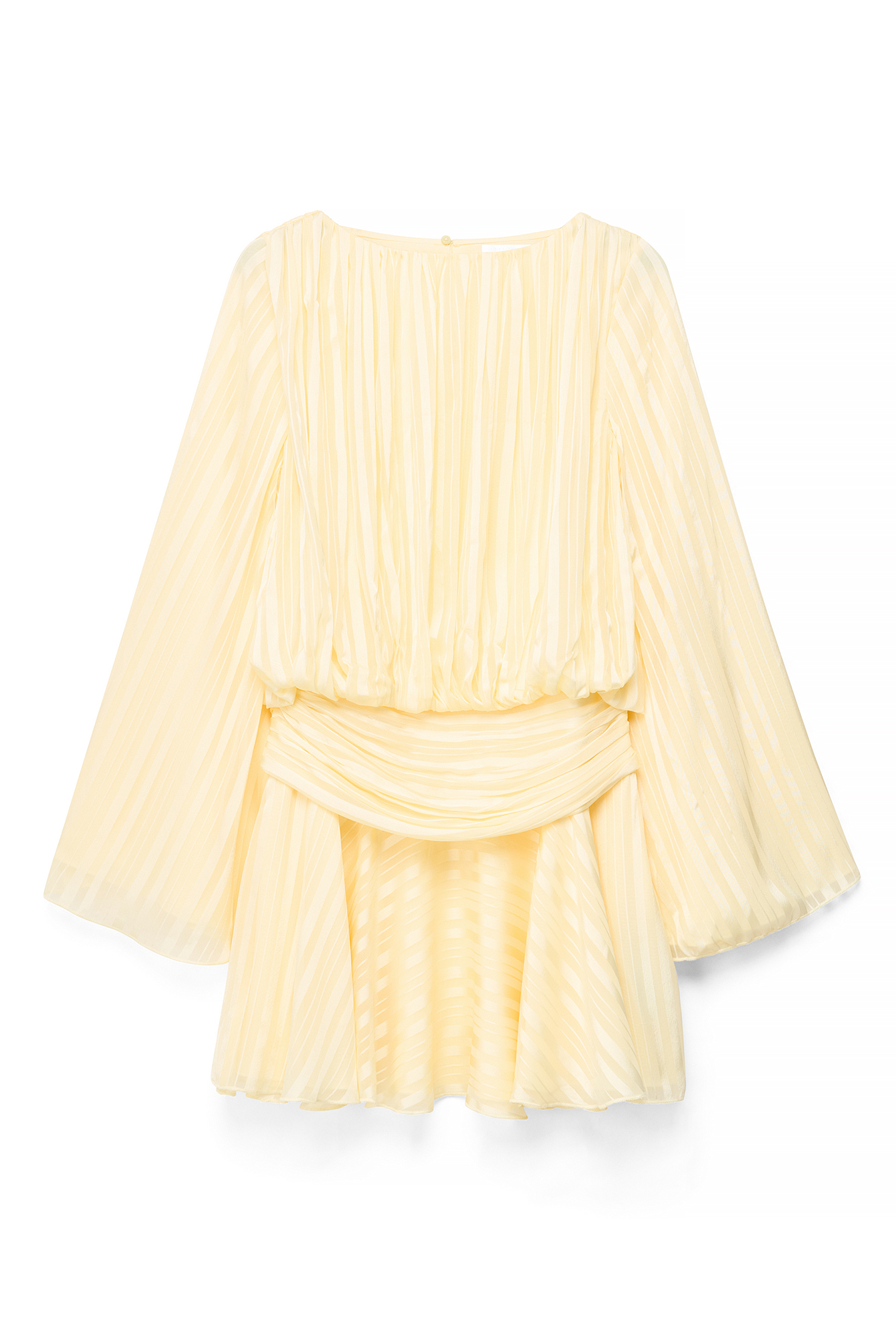 Light Yellow Structured Wide Sleeve Mini Dress