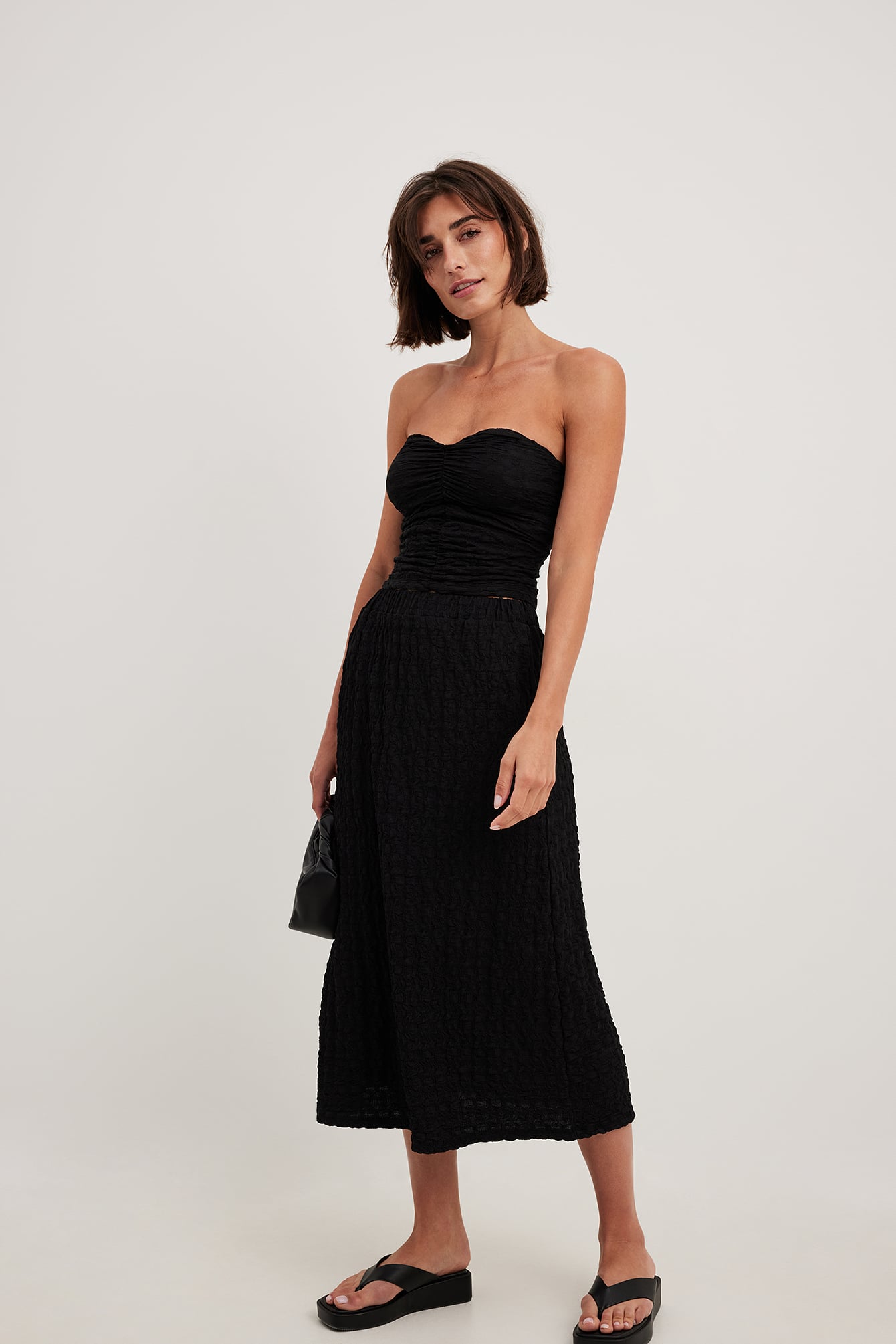Structured A-line Midi Skirt Black | NA-KD