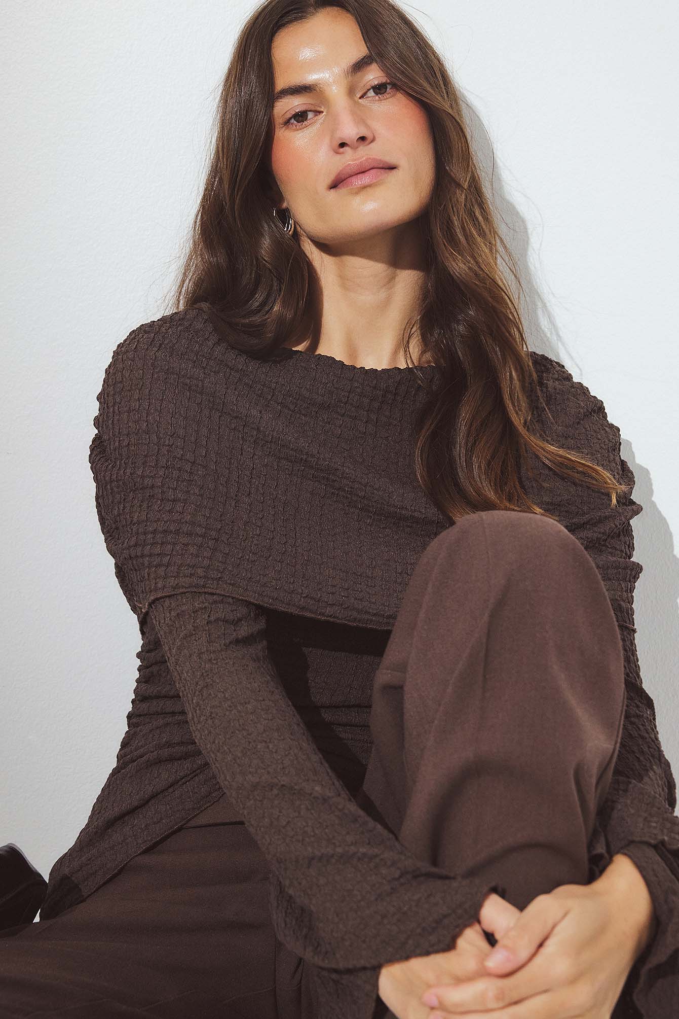 NA-KD Structured Cape Top - Jersey Tops - Brown - XS (EU 32) - NA-KD / NAKD