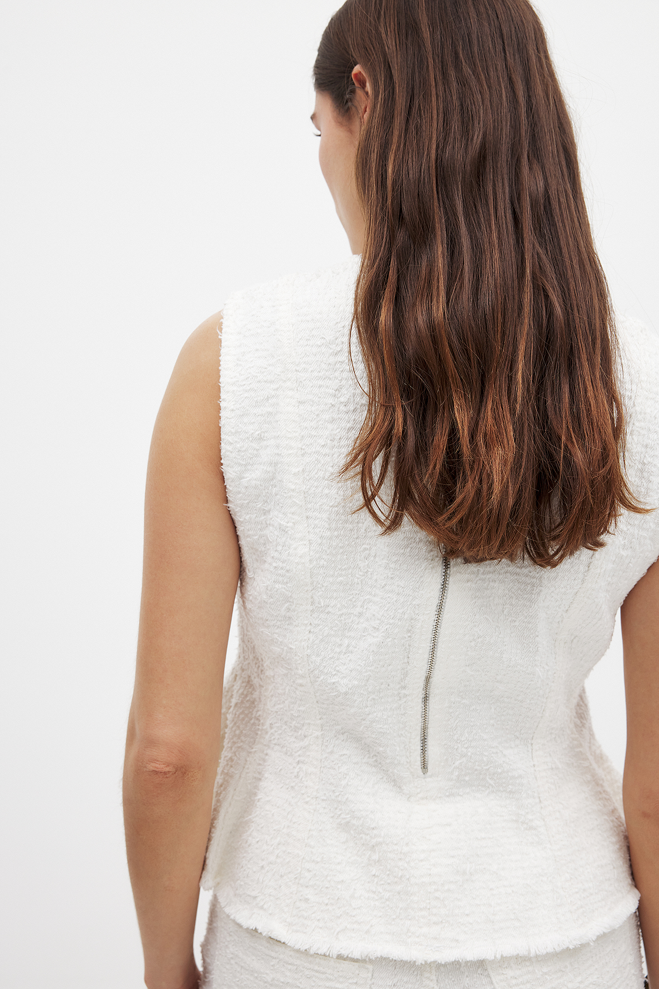 NA-KD Structured Detail Denim Top - Sleeveless Tops - Offwhite - EU 42 - NA-KD / NAKD