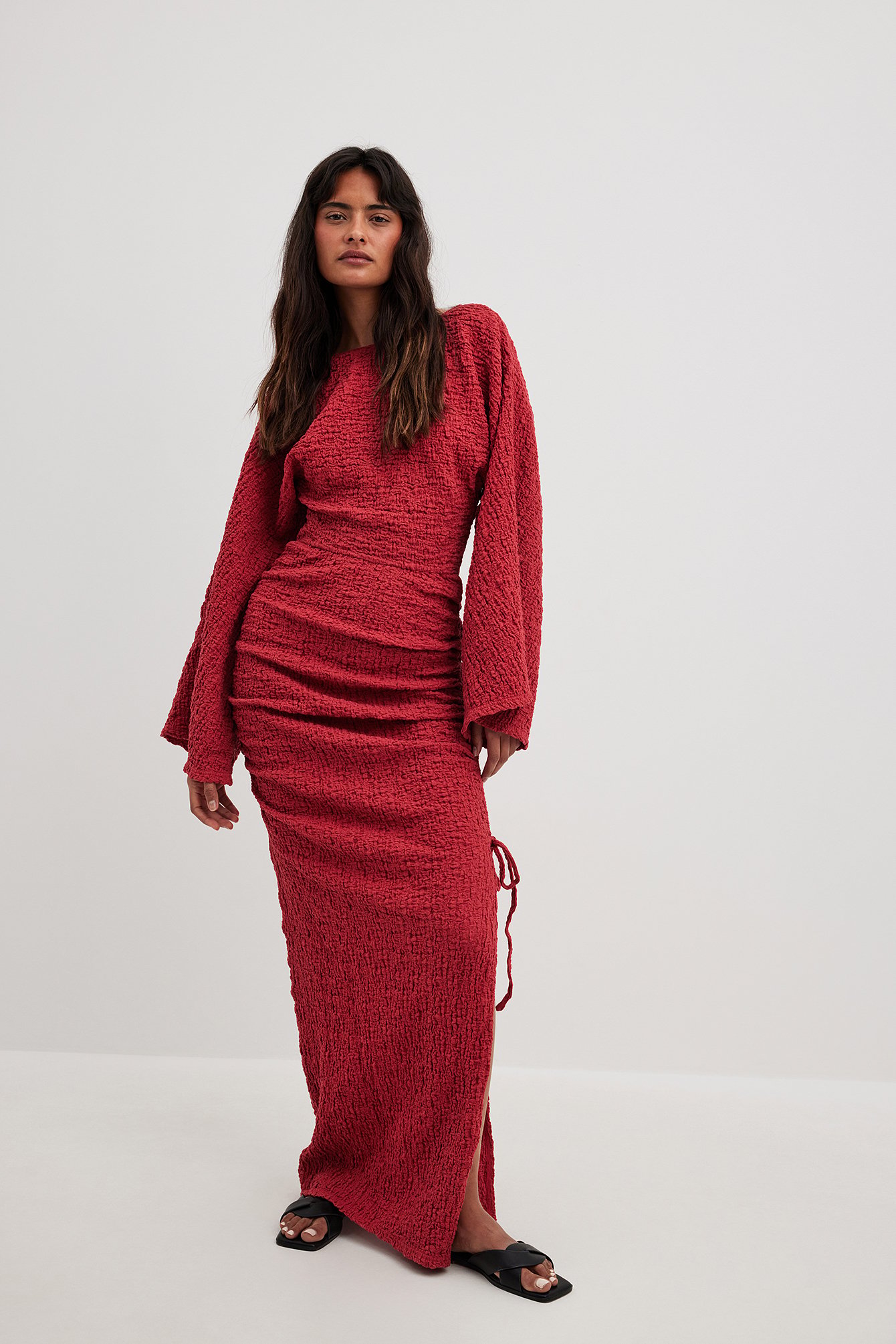 na kd red dress Pleated Midi Dress Red