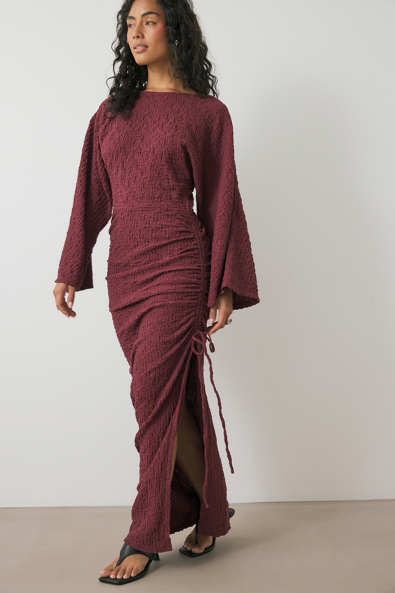 Jersey Balloon Sleeve Maxi Dress Flower | NA-KD Jersey Balloon Sleeve Maxi Dress Flower | NA-KD