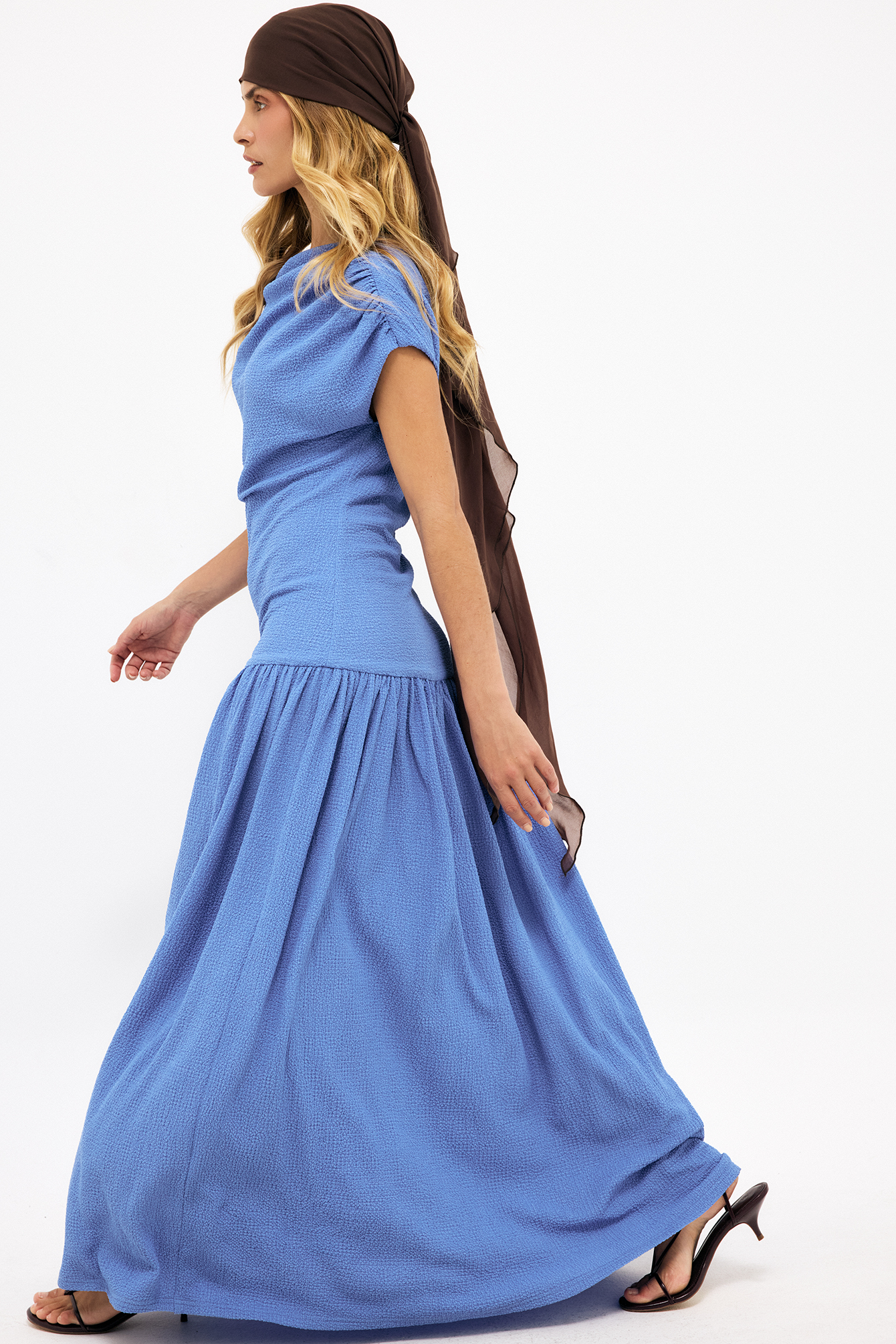Structured Dropped Waist Maxi Dress - Draped Dresses - Blue - XS - NA-KD / NAKD