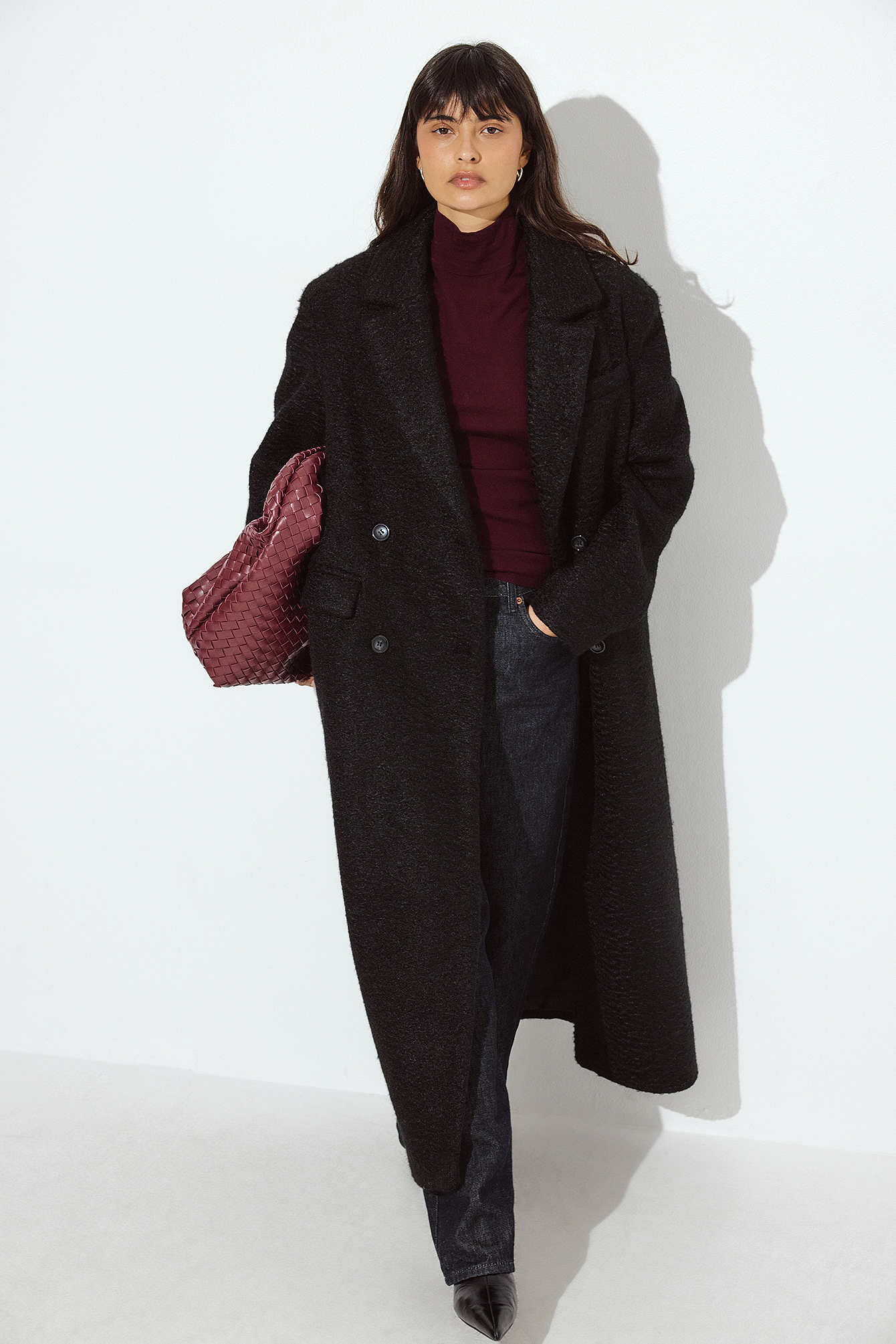 Structured Long Straight Coat Black | NA-KD