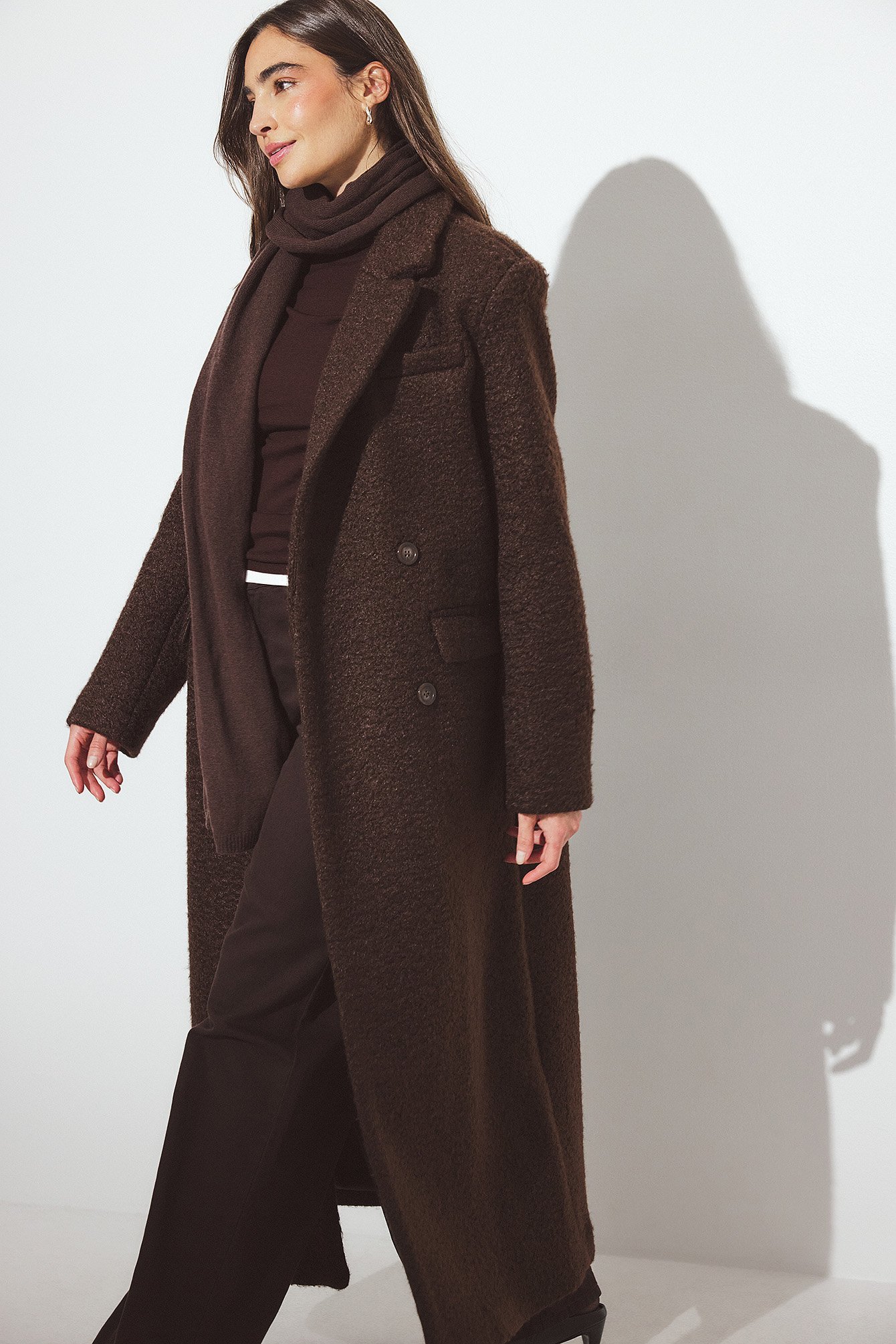 Manteau long coupe droite Marron NA-KD