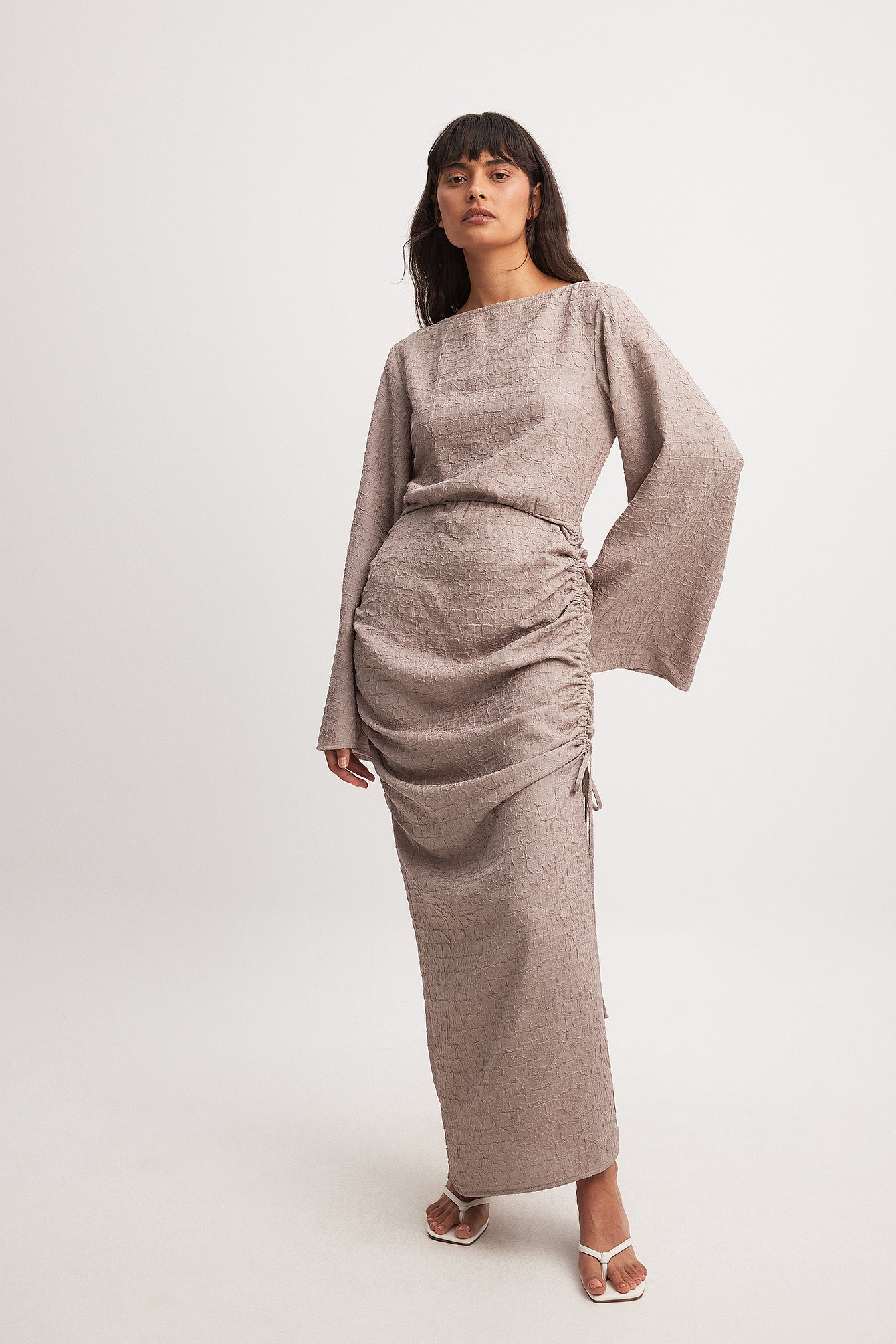 Structured drawstring maxi dress