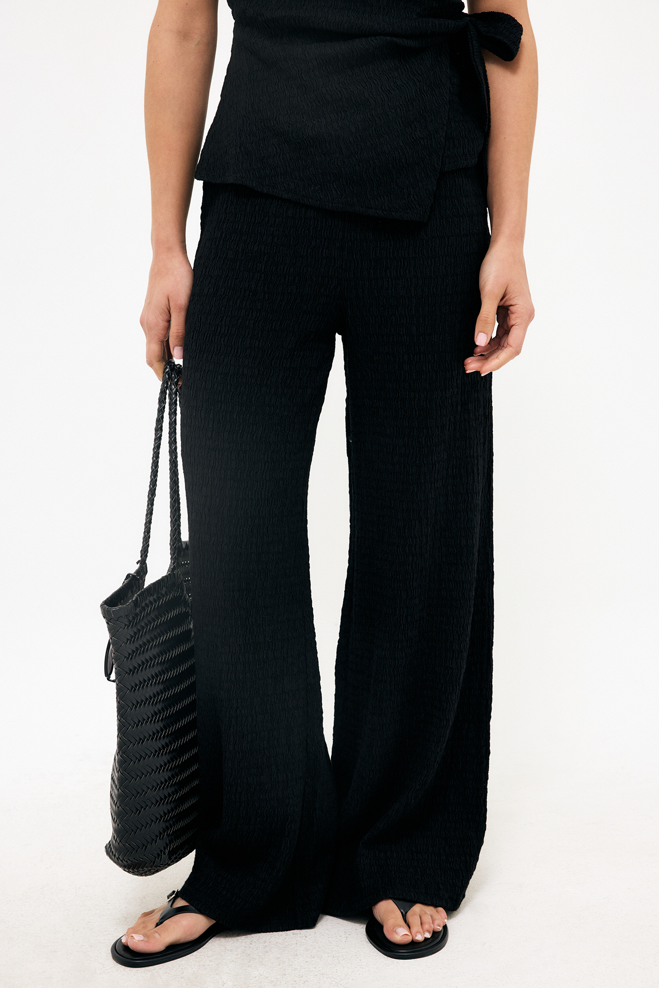 Structured Straight Trousers - Summer Pants - Black - M - NA-KD / NAKD