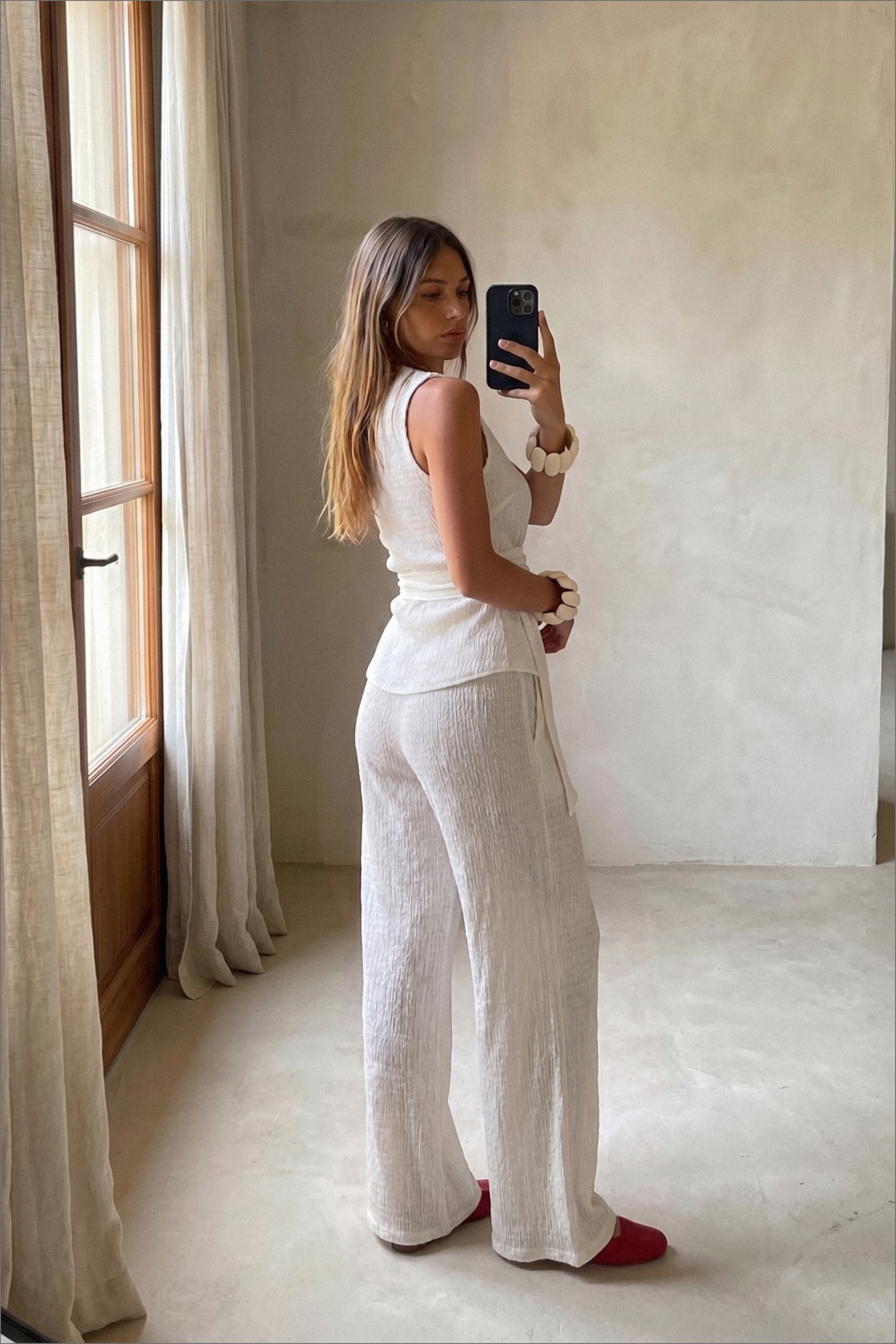 Structured Straight Trousers - Summer Pants - Offwhite - S - NA-KD / NAKD