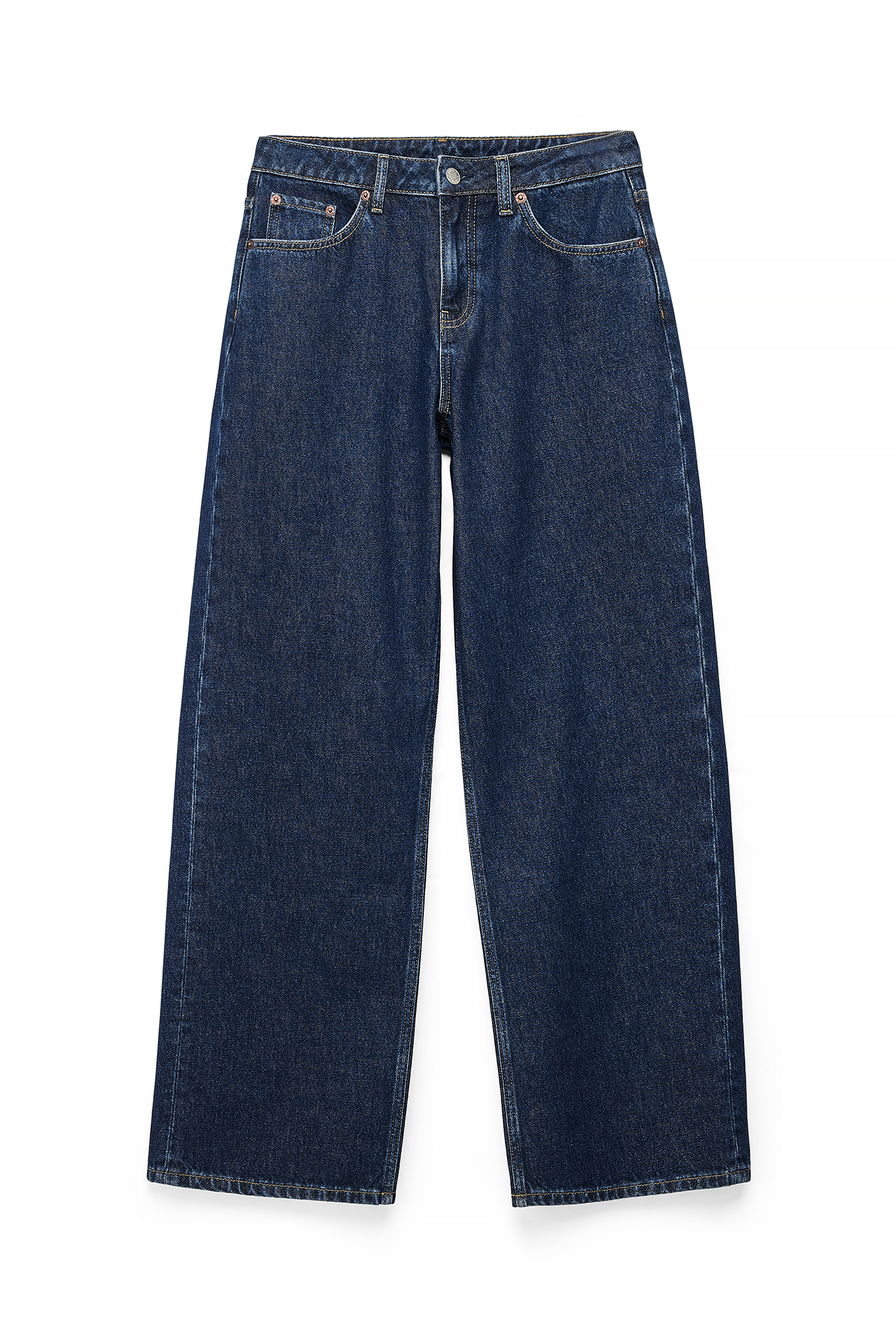 Dark Blue Studio Low Waist Baggy Jeans