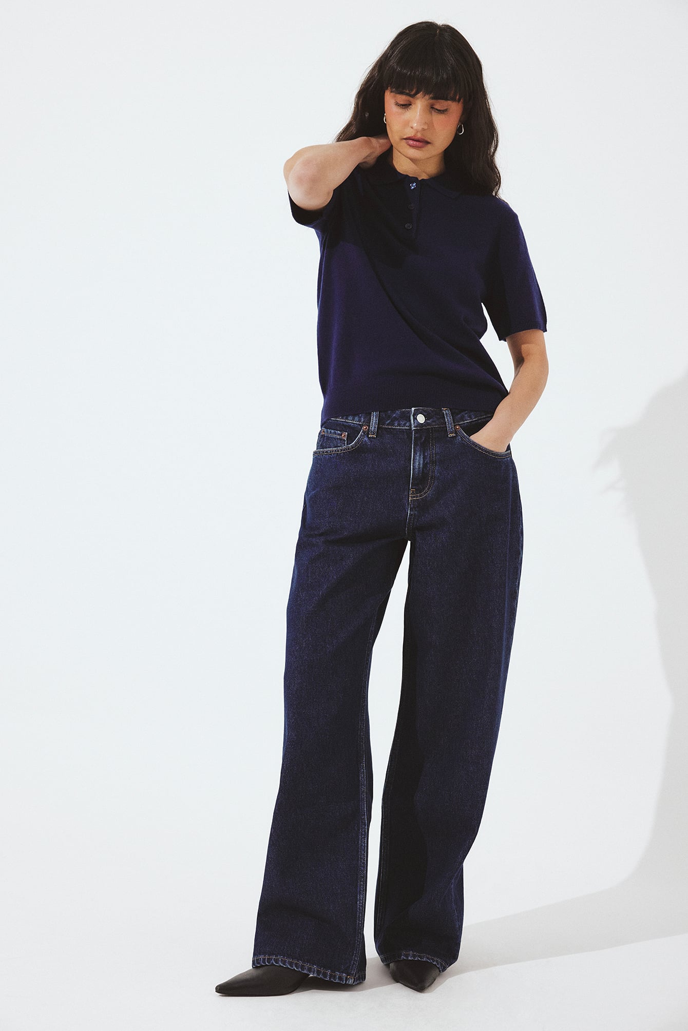 Studio Low Waist Loose Jeans - Dark Blue