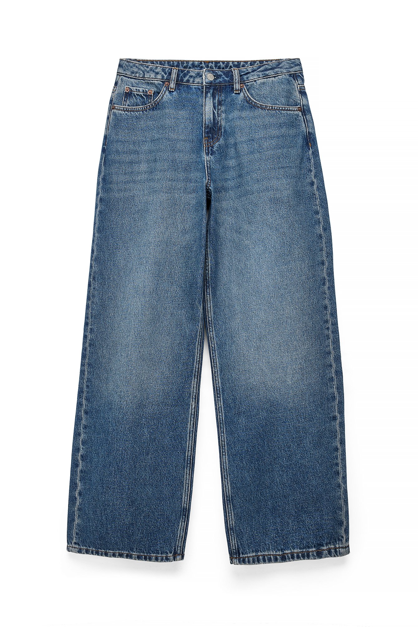 Mid Blue Studio Low Waist Baggy Jeans