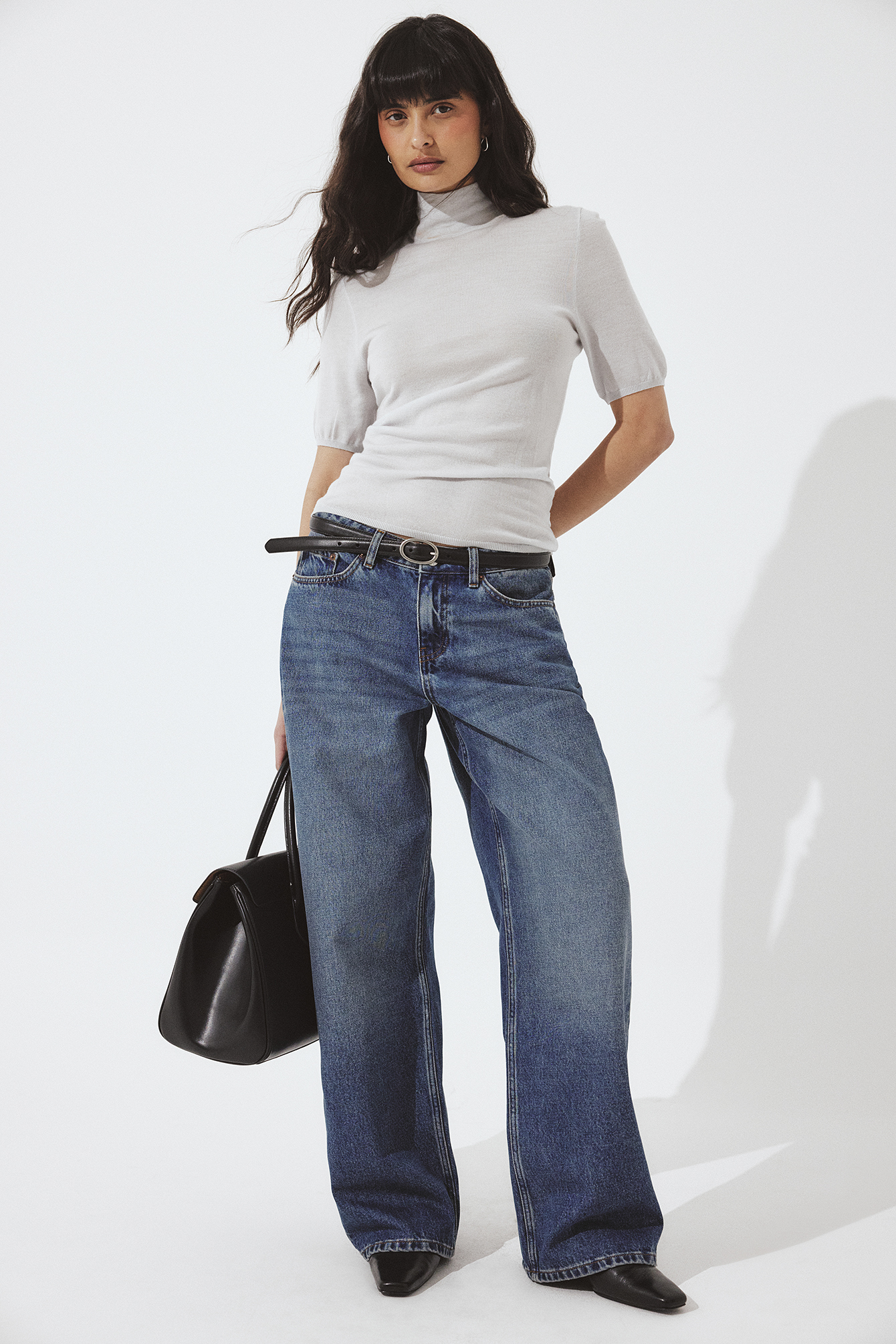 Mid Blue Studio Low Waist Baggy Jeans