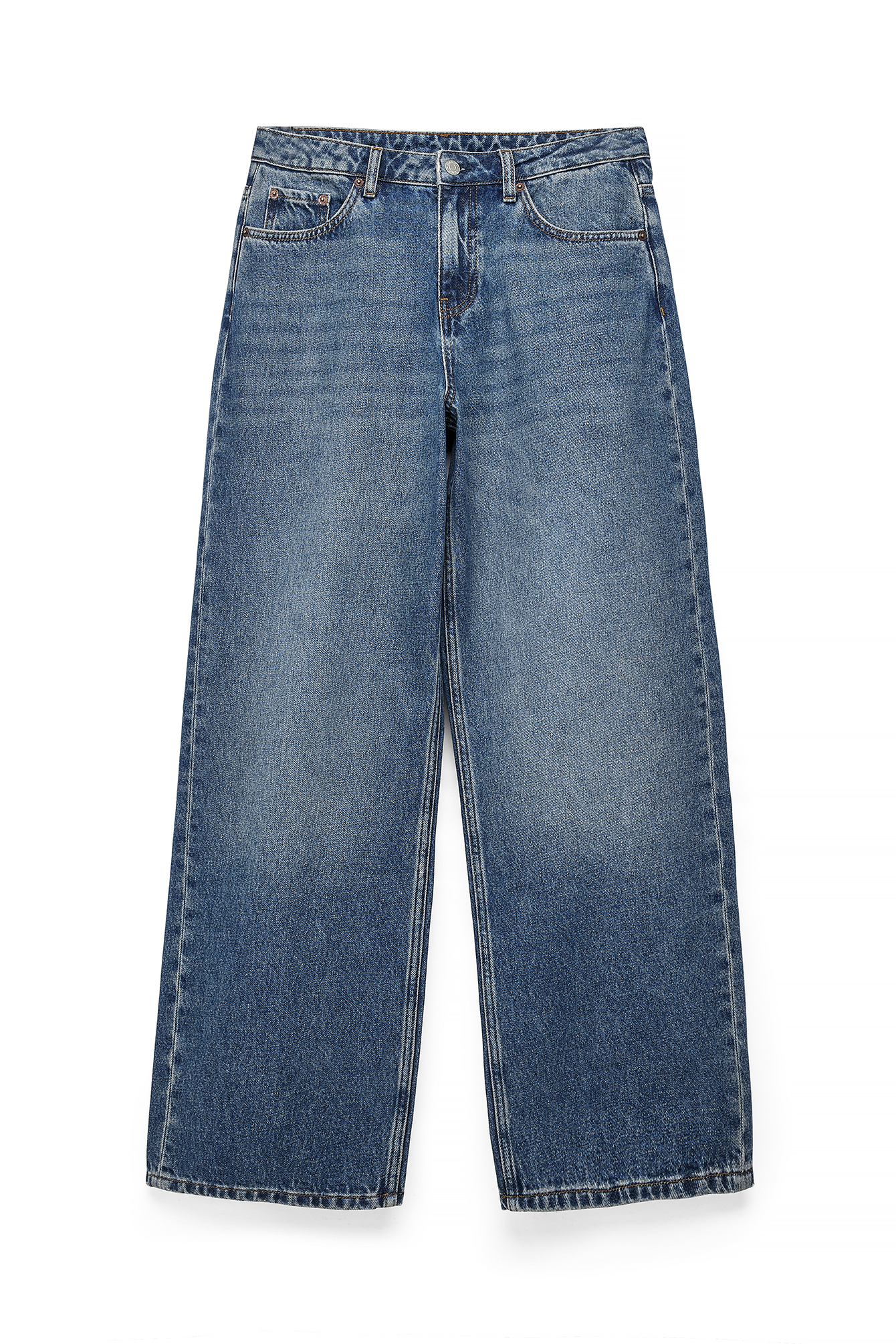 Mid Blue Studio Low Waist Loose Jeans