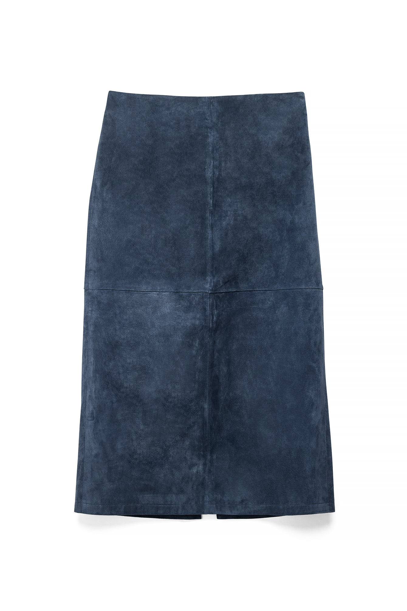 Dark Blue Suede Mid Waist Skirt