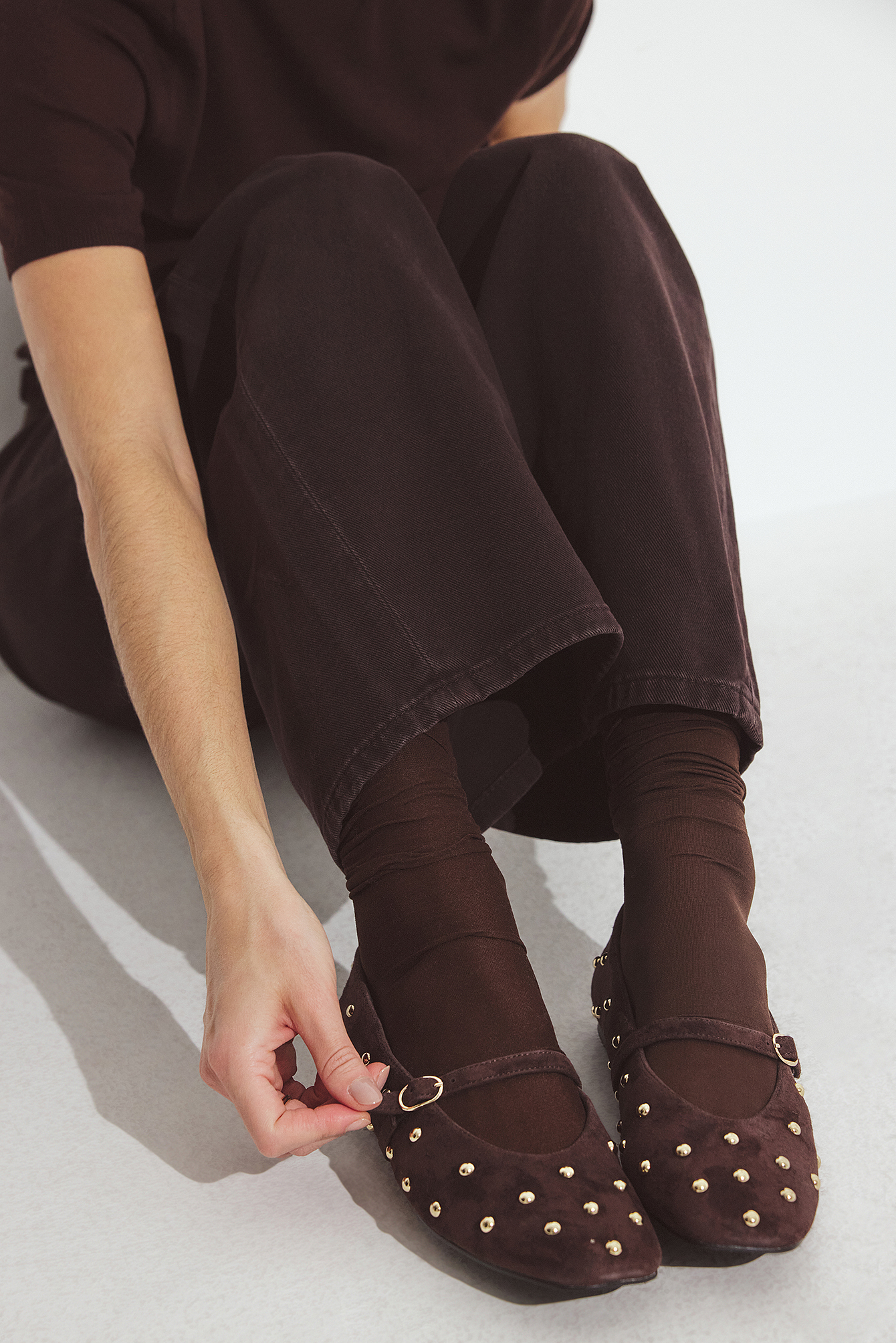 Premium Selection Suede Studs Ballerinas - Flats - Brown - EU 40 - NA-KD / NAKD