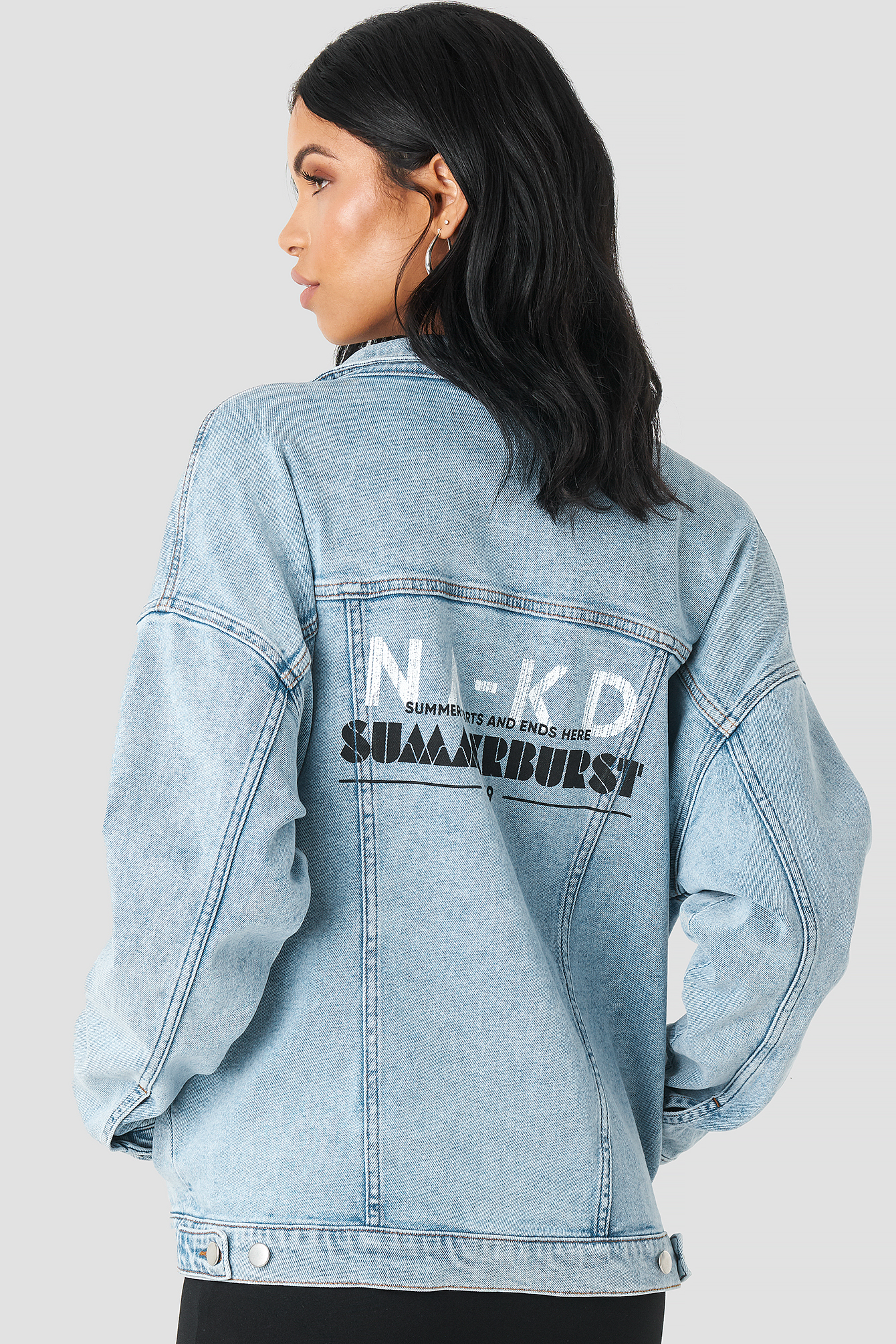 Printed Denim Jacket Blue