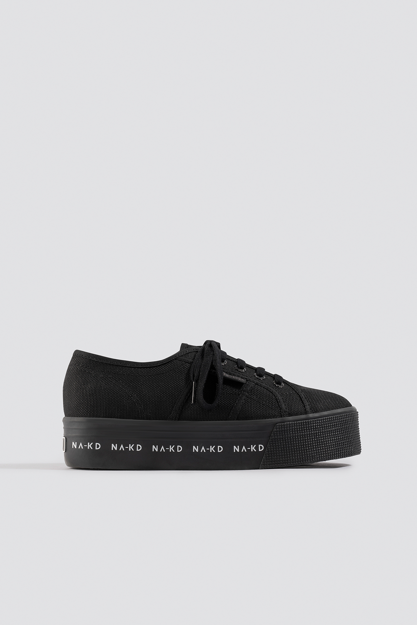 Branded Flatform Sneaker Black/White