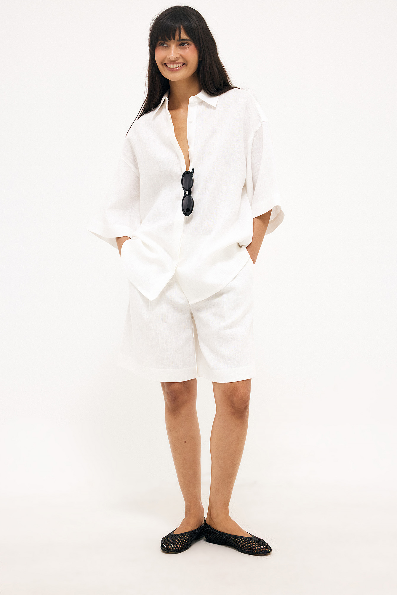 Tailored Linen Shorts White | NA-KD