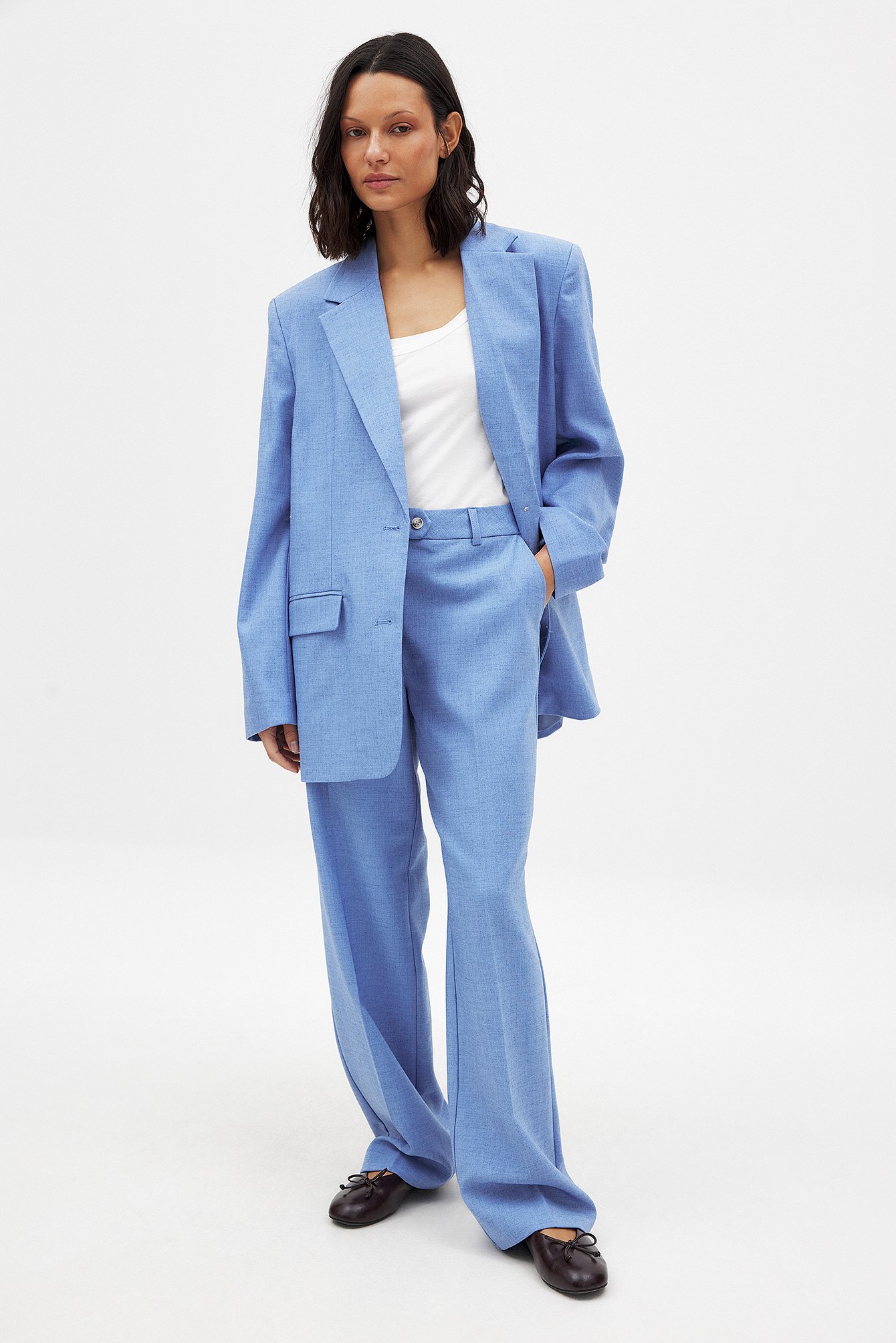 NA-KD Tailored Mid Waist Suit Pants - Work Trousers - Blue - EU 32 - NA-KD / NAKD