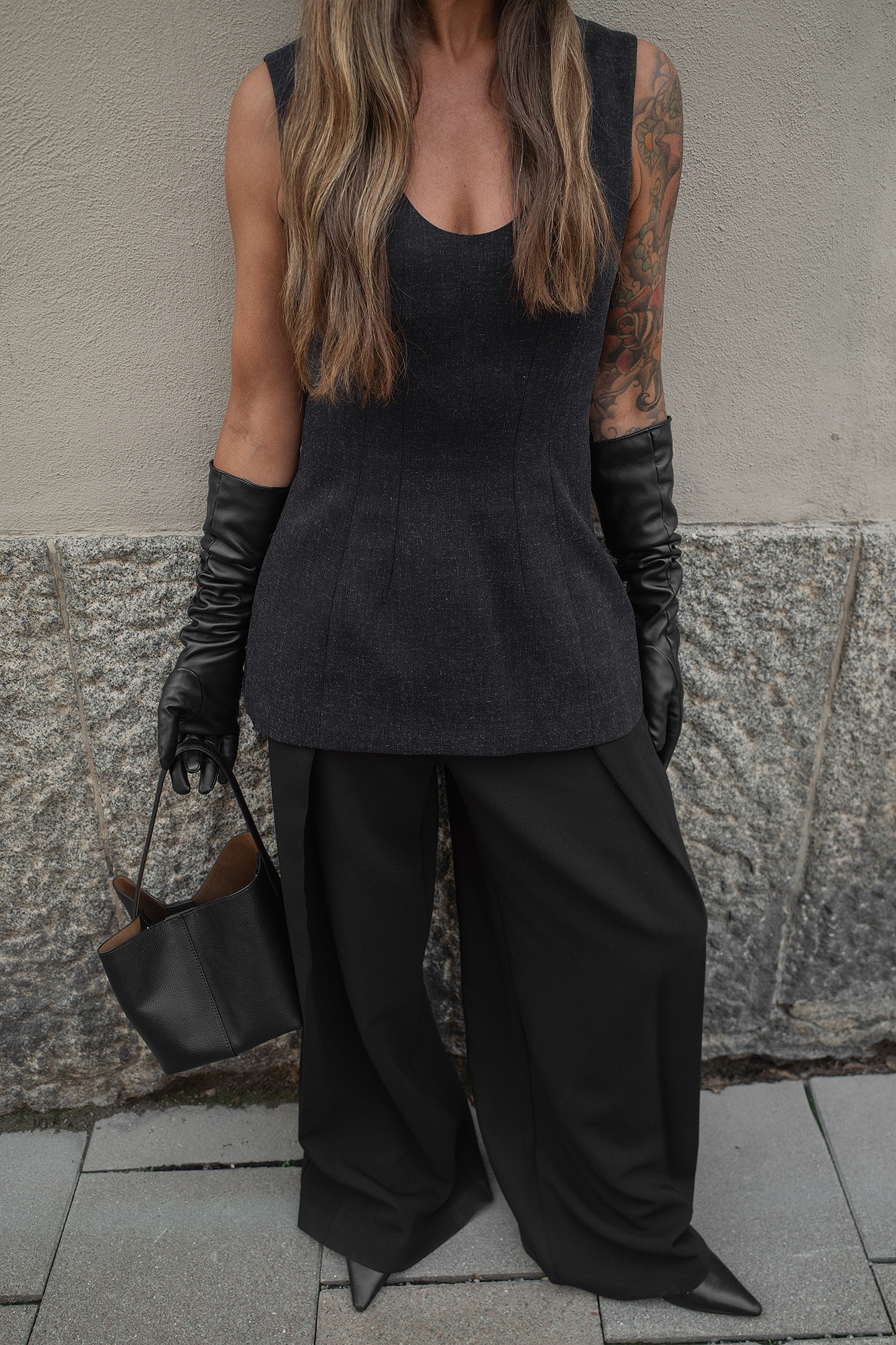 Janka Polliani x NA-KD Tailored Scooped Neckline Top - Sleeveless Tops - Grey - EU 40 - NA-KD / NAKD