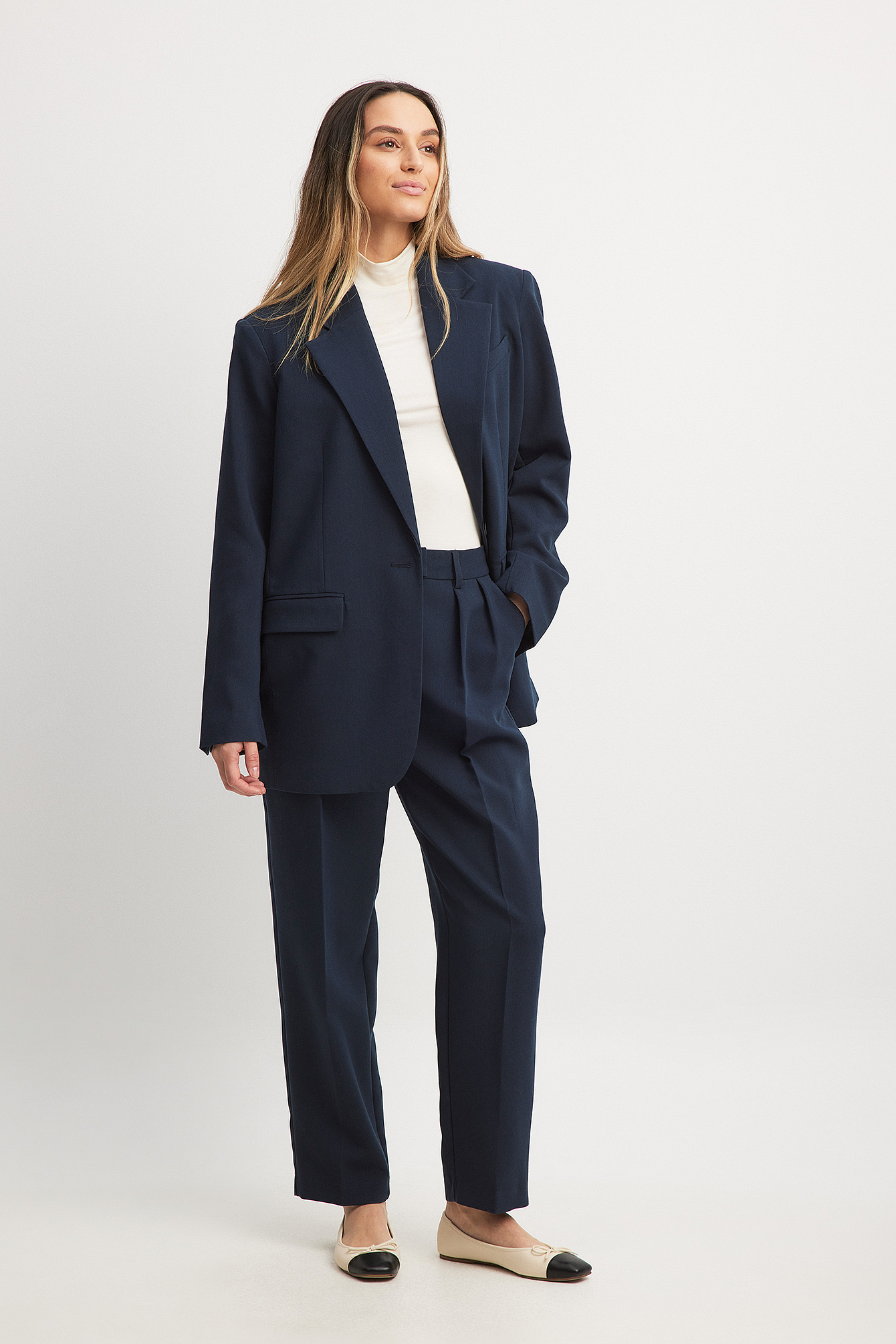 Tapered High Waist Suit Pants Navy NA-KD