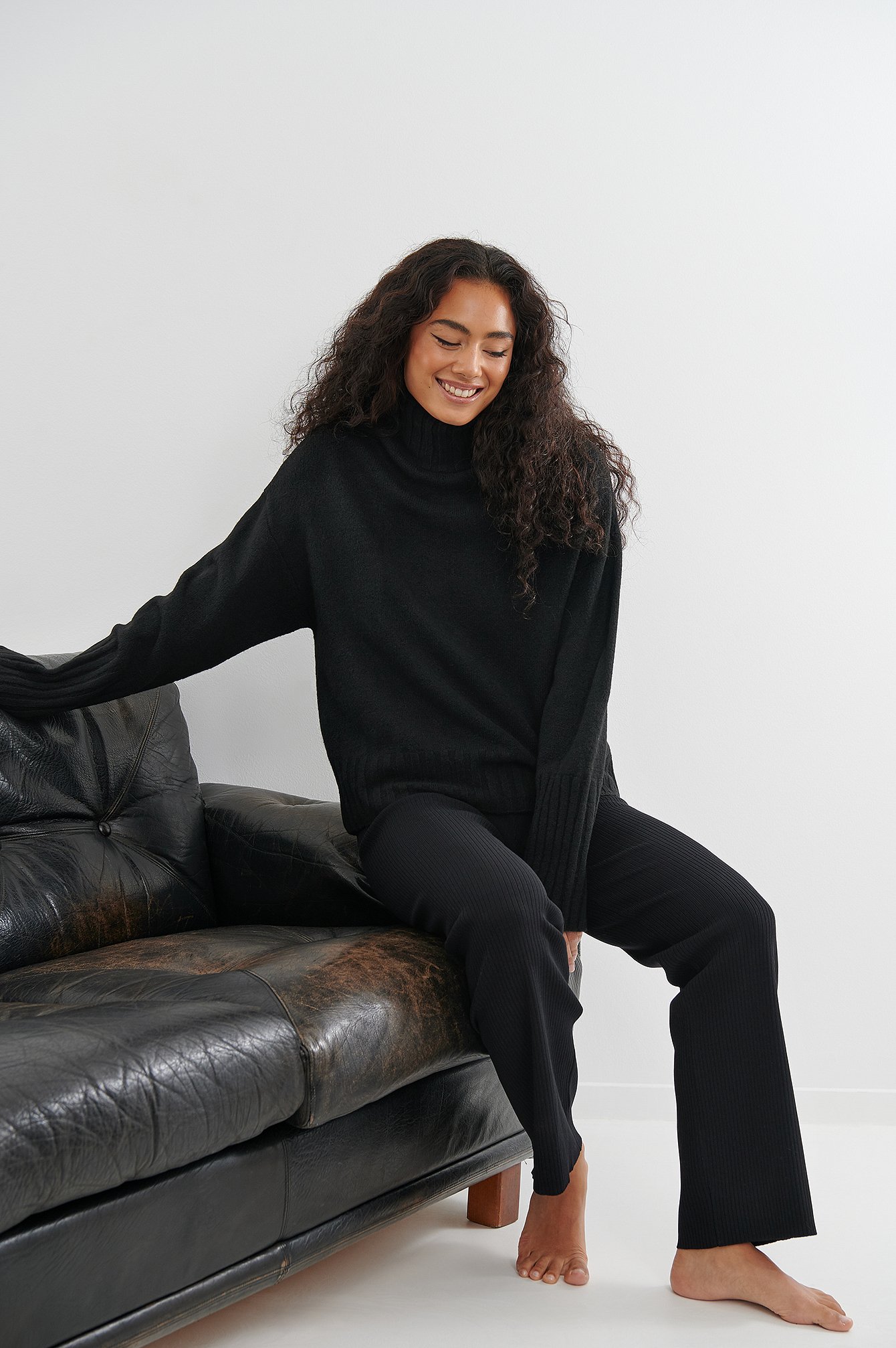 Black Polo Neck Knitted Sweater