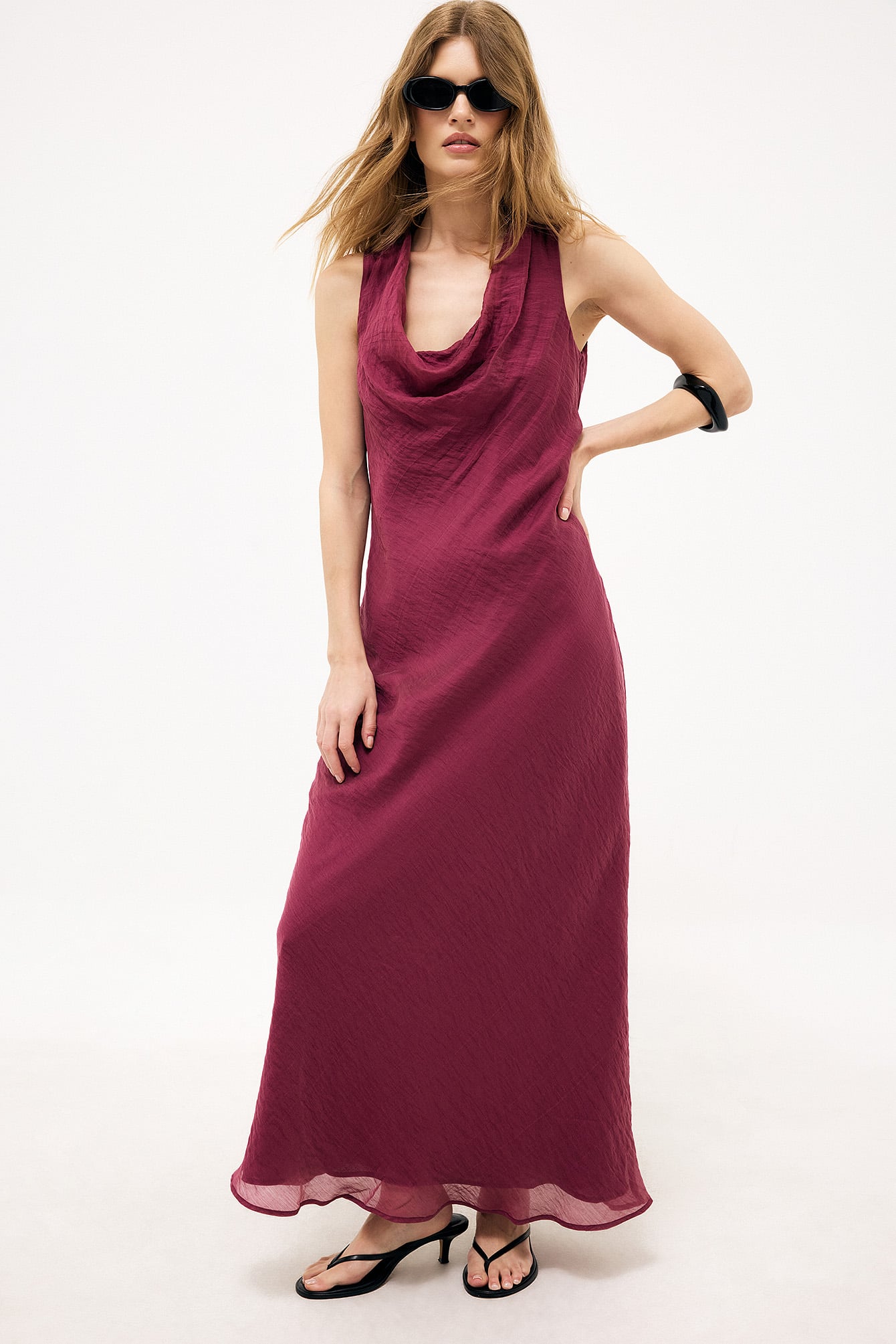 Premium Selection Tencel Crinkle Waterfall Midi Dress - Wedding Guest Dresses - Purple - EU 32 - NA-KD / NAKD