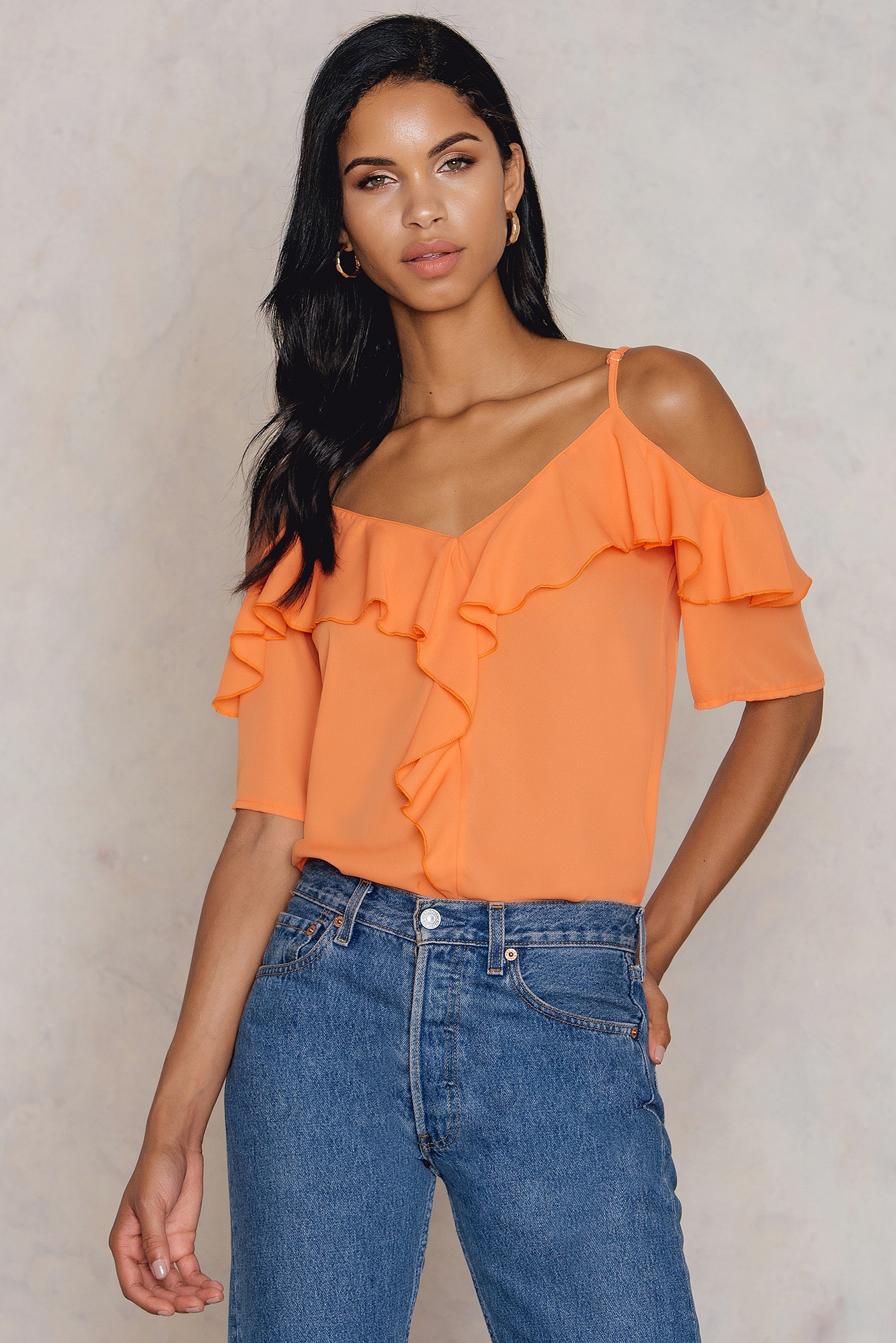 cold shoulder frill top