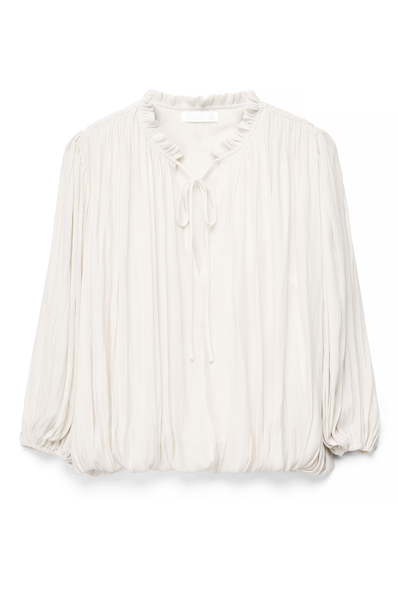Cream Tie Detail Volume Blouse