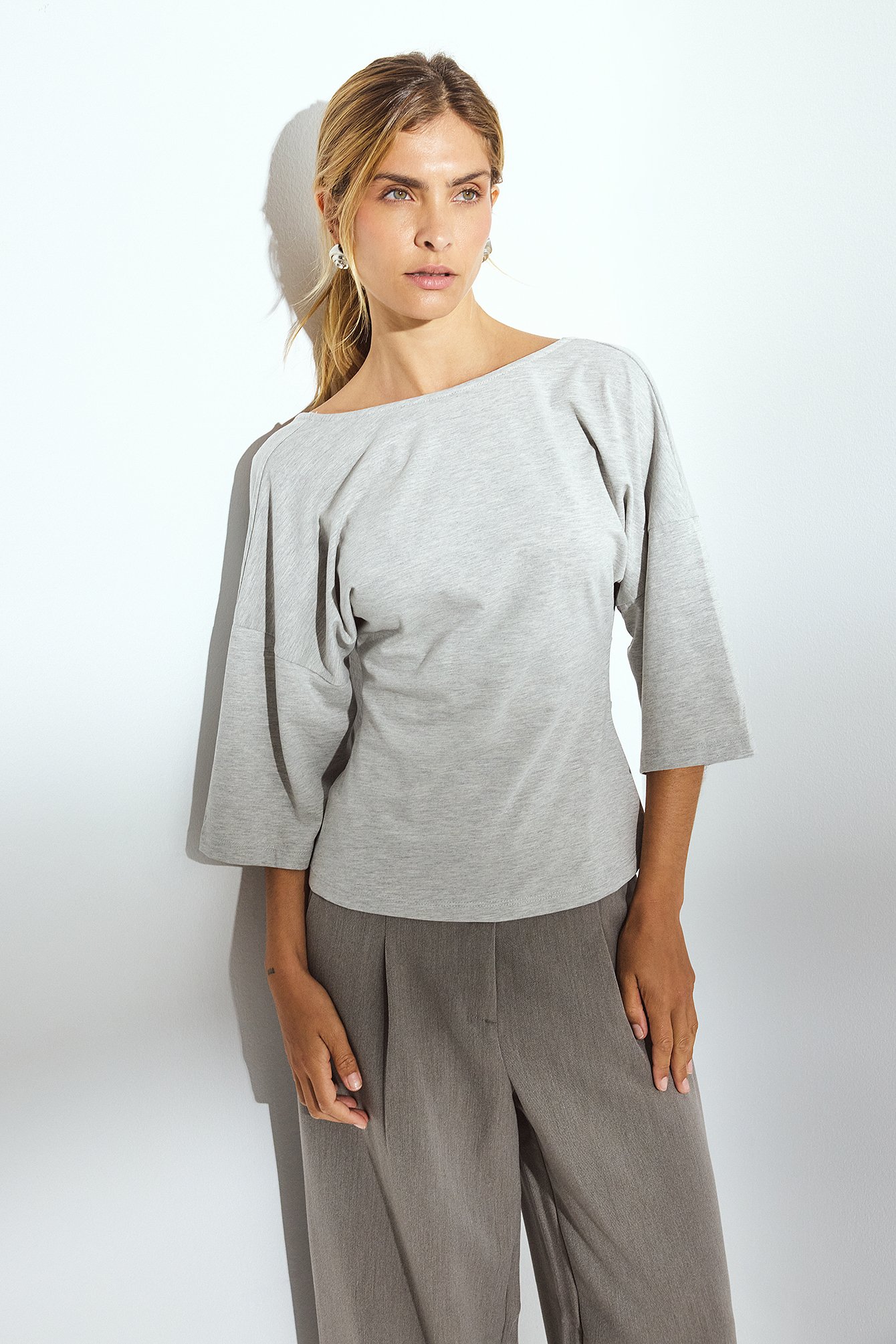 NA-KD Tie Back Tee - Open Back Tops - Grey - XS (EU 32) - NA-KD / NAKD