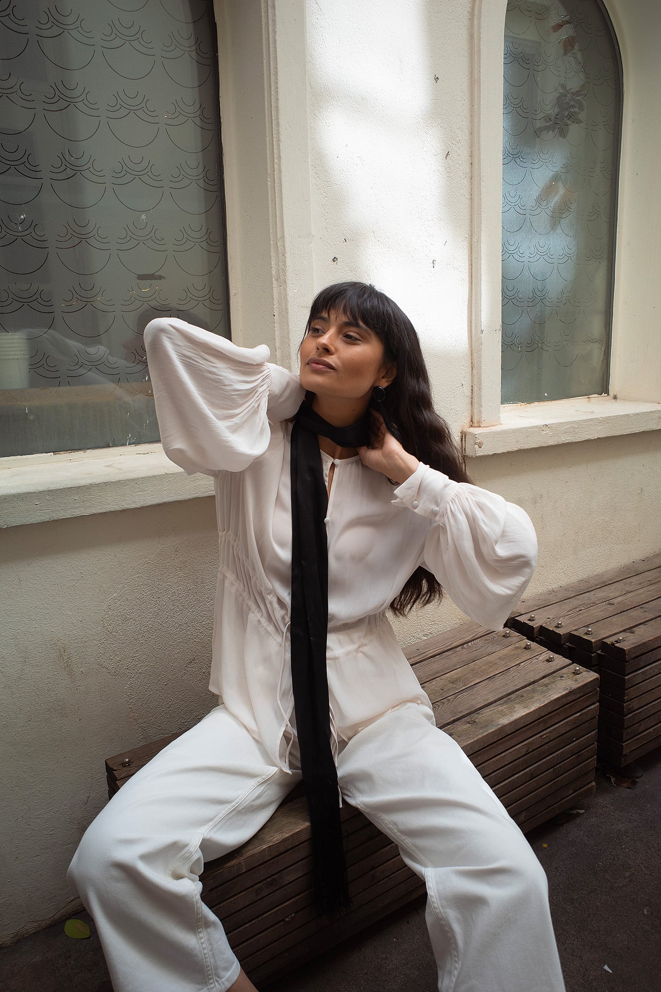 Tie Detail Balloon Sleeve Blouse Offwhite | NA-KD