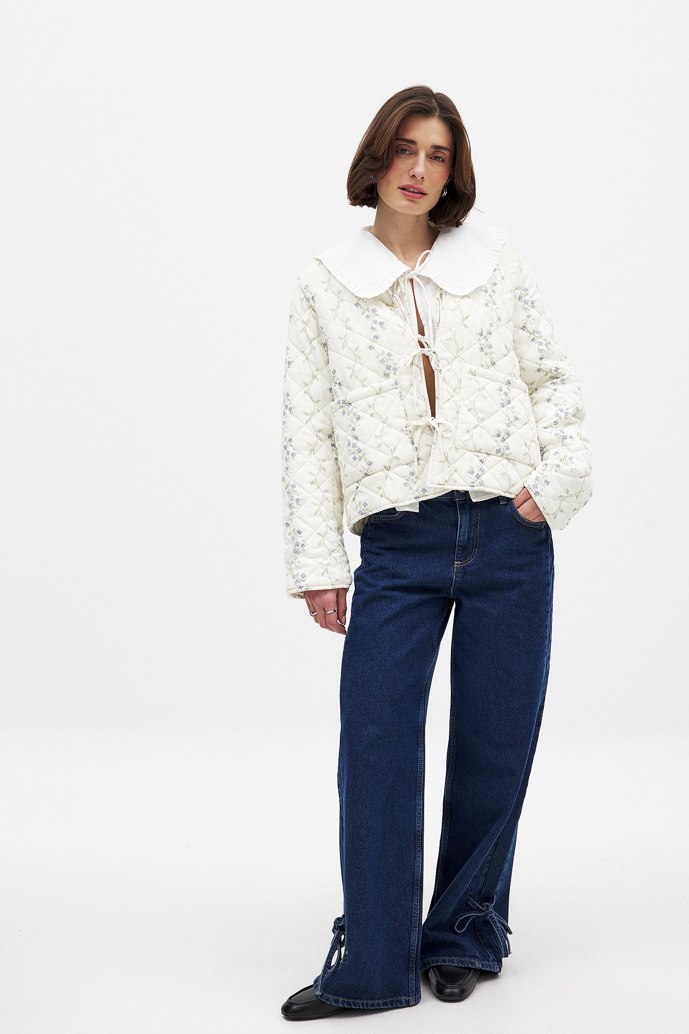 NA-KD Chaqueta acolchada con detalle de lazo - Chaquetas de primavera - Flower - EU 34 - NA-KD / NAKD